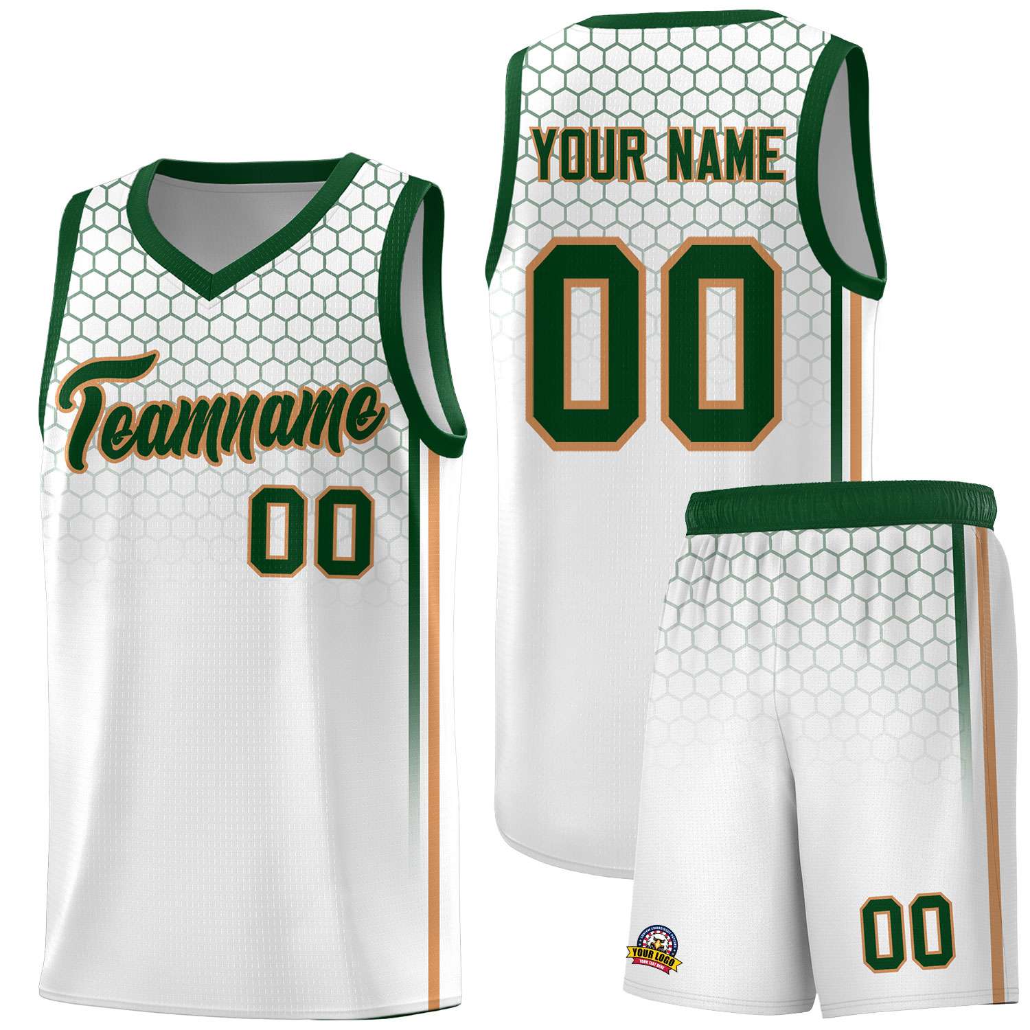 Custom White Personalized Honeycomb Pattern Sports Uniform Basketball Jersey