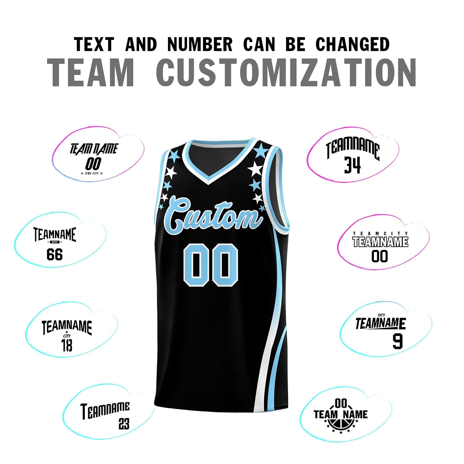 Custom Black Shoulders Star Pattern Side Color Block Sports Uniform Basketball Kits