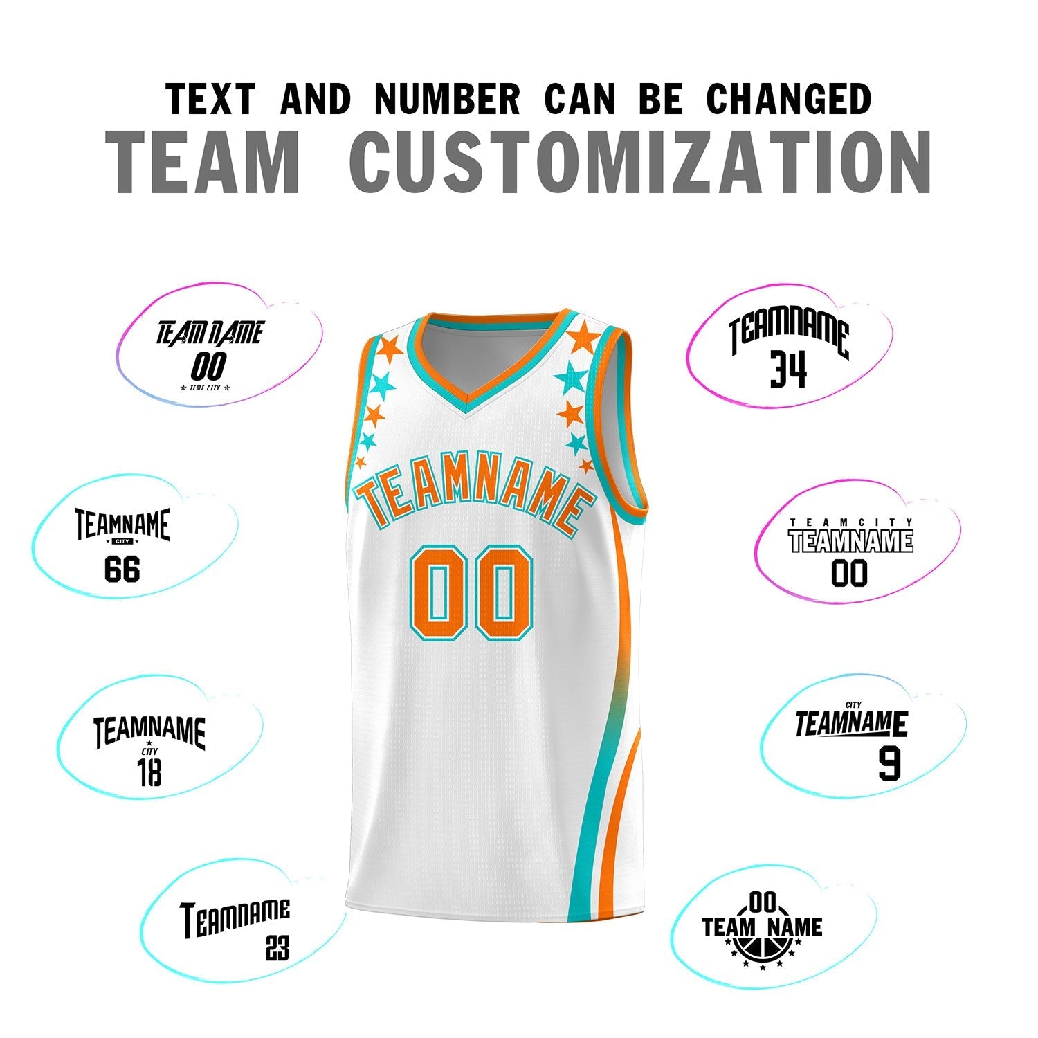 Custom White Shoulders Star Pattern Side Color Block Sports Uniform Basketball Kits