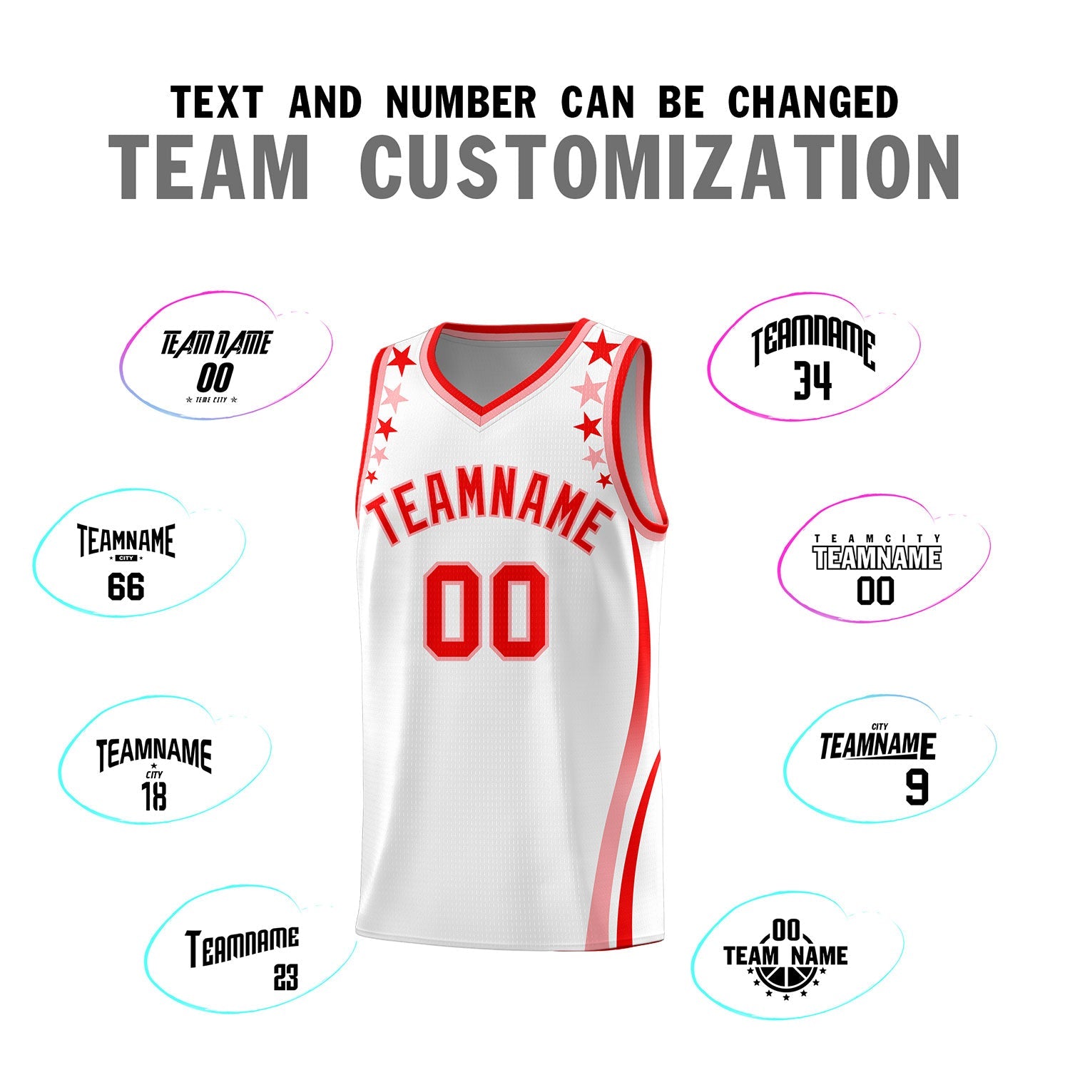 Custom White Shoulders Star Pattern Side Color Block Sports Uniform Basketball Kits