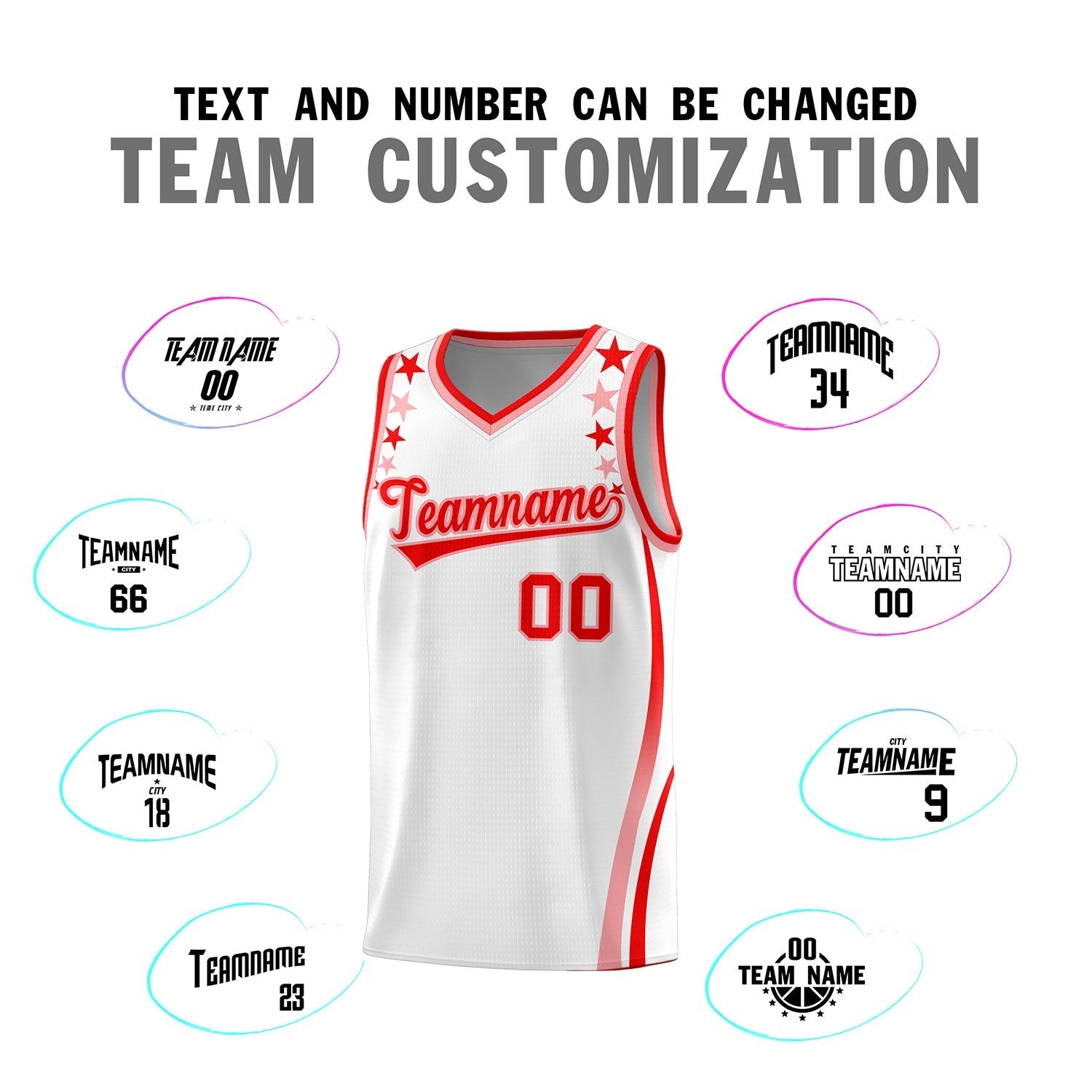 Custom White Shoulders Star Pattern Side Color Block Sports Uniform Basketball Kits