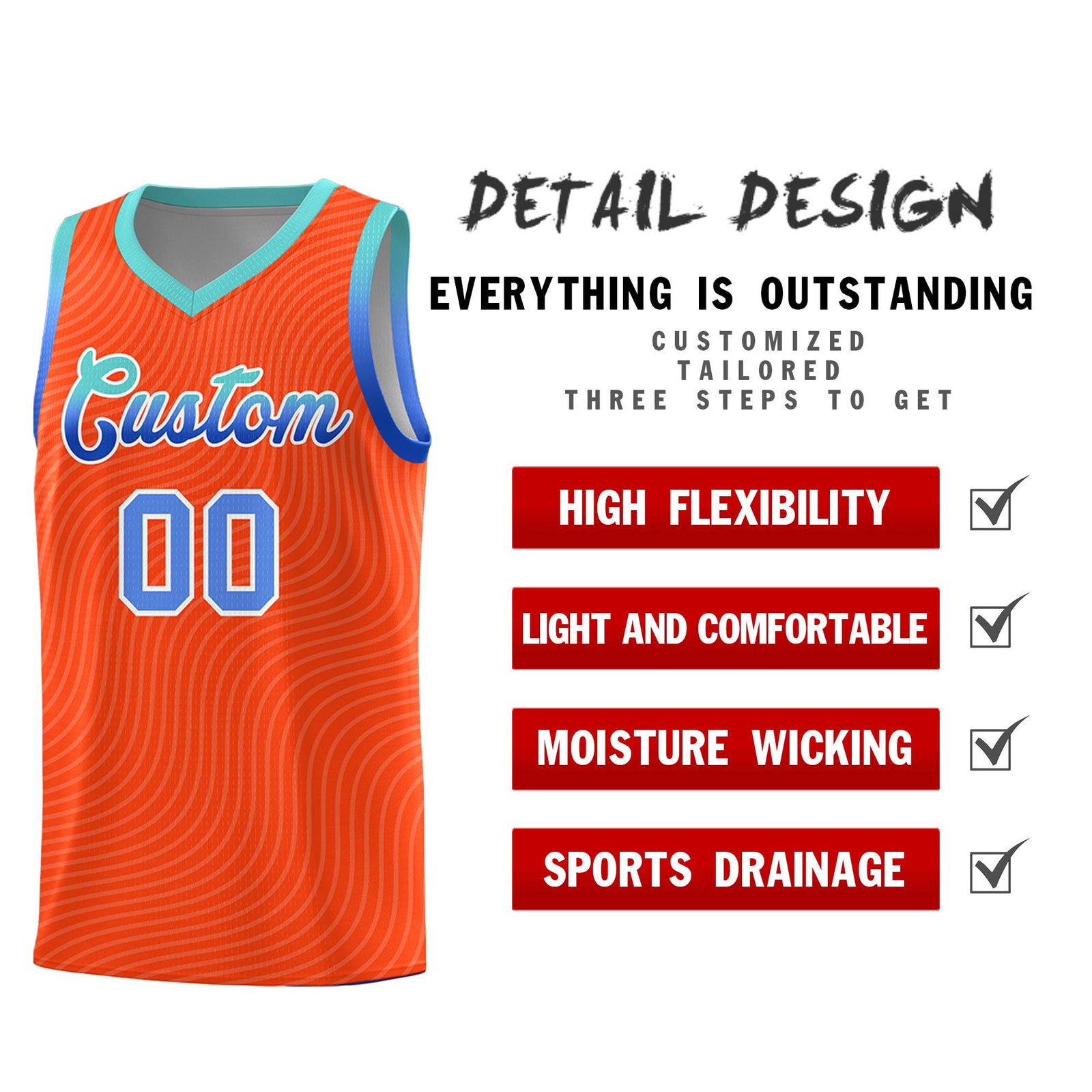 Custom Orange Bright Green Wave Pattern Sports Uniform Basketball Kits
