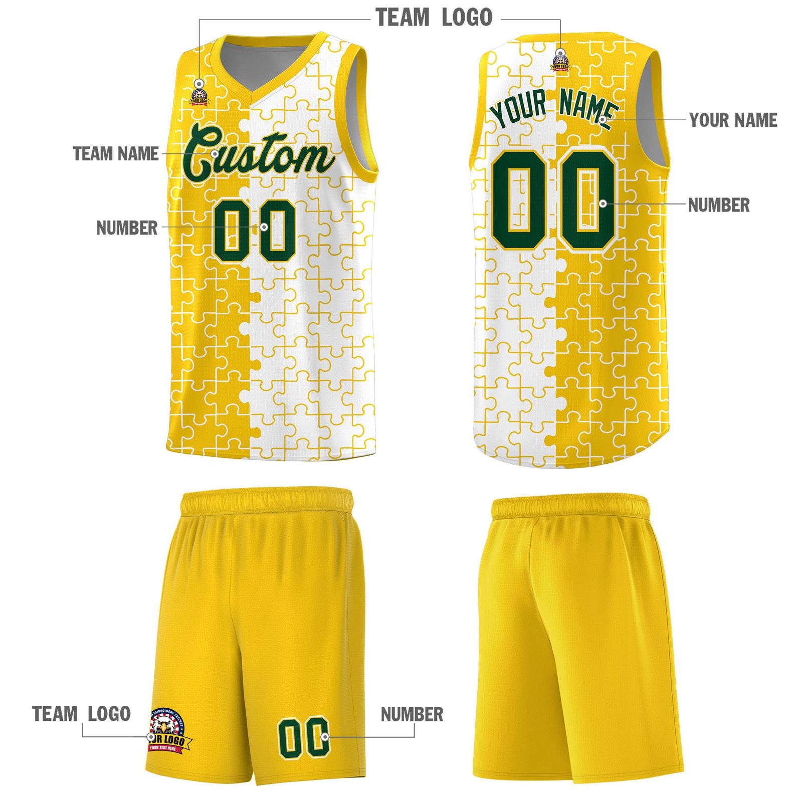 Custom Gold White Basketball Jersey