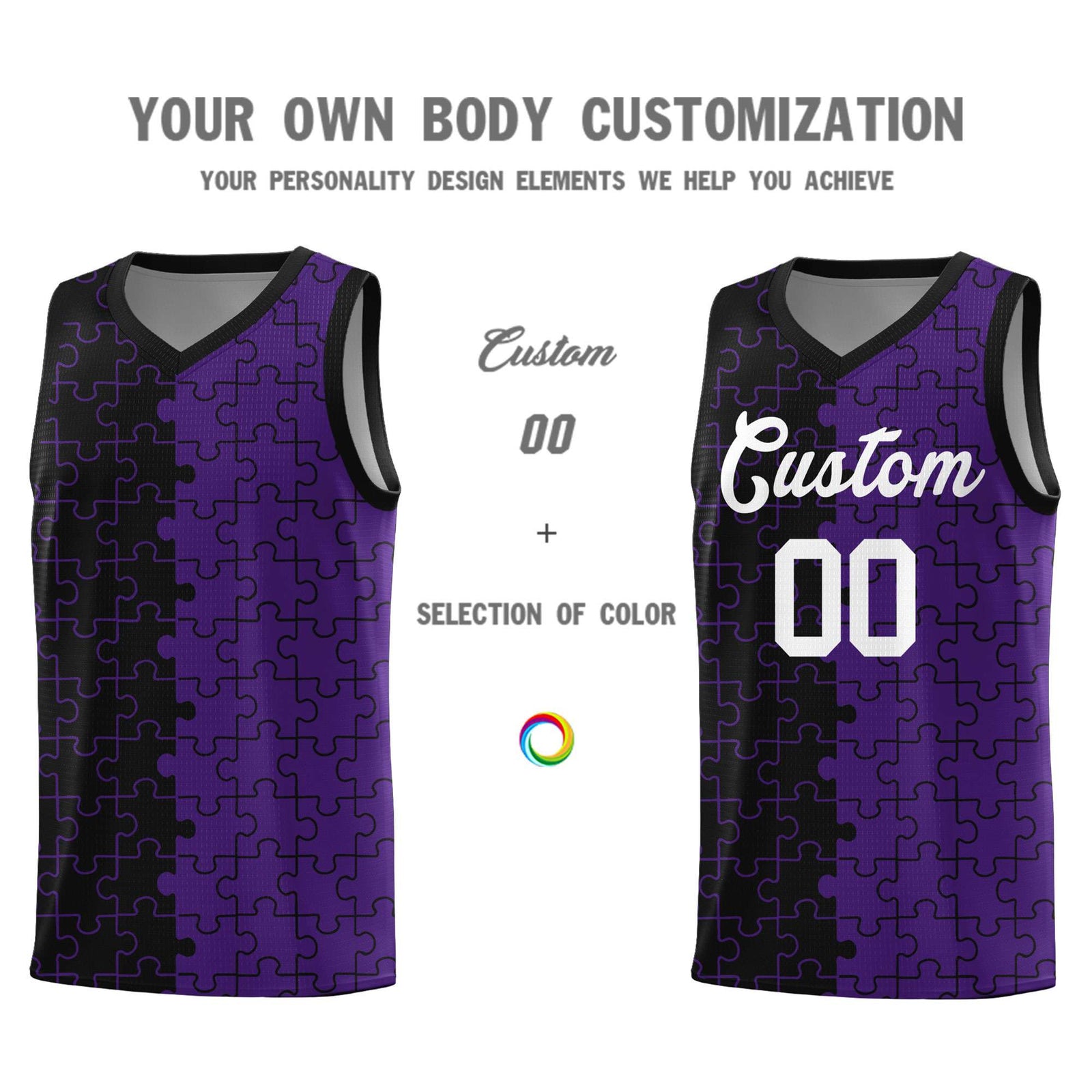 Custom Black Purple Basketball Jersey