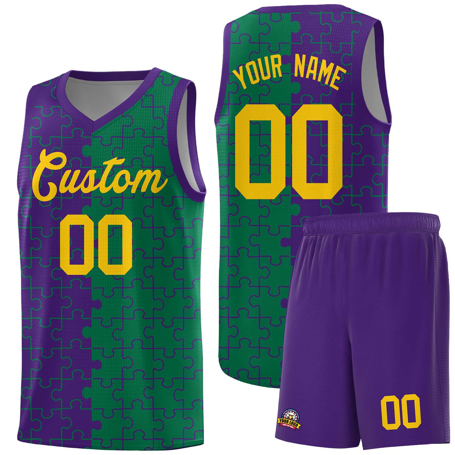 Custom Purple Kelly Green Basketball Jersey