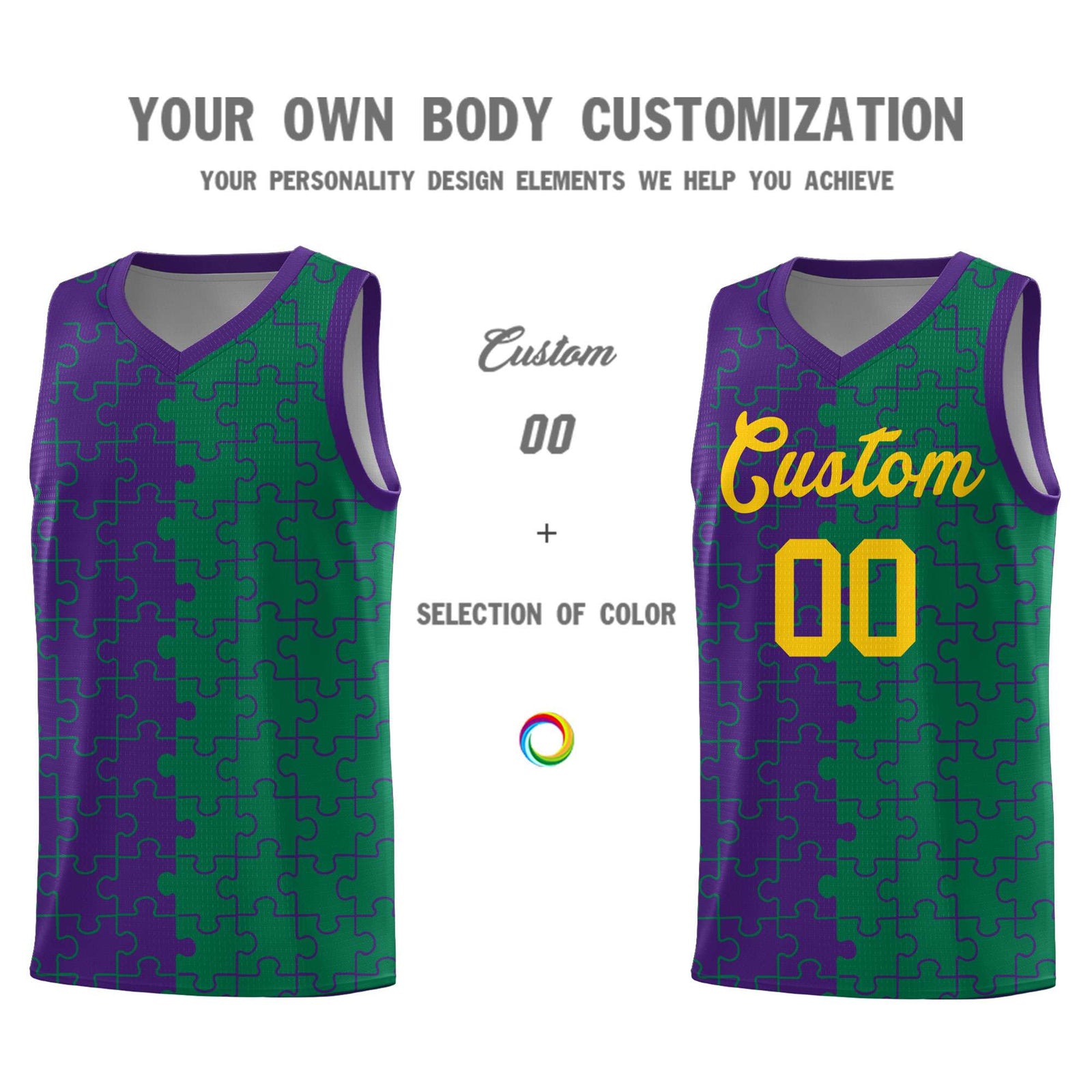 Custom Purple Kelly Green Basketball Jersey