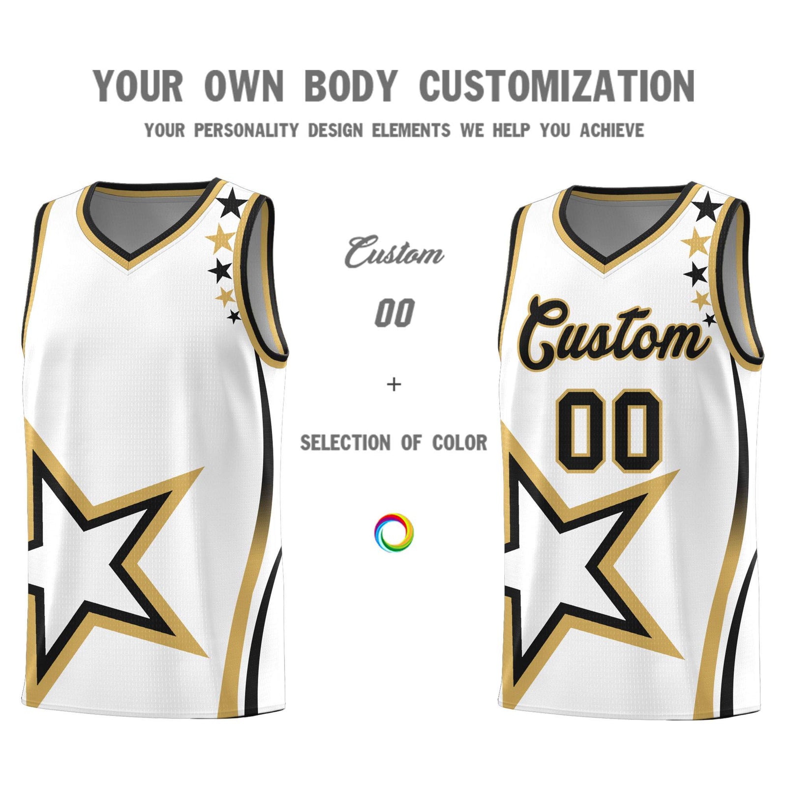 Custom White Shoulder Stars Graffiti Pattern Sets Basketball Jersey