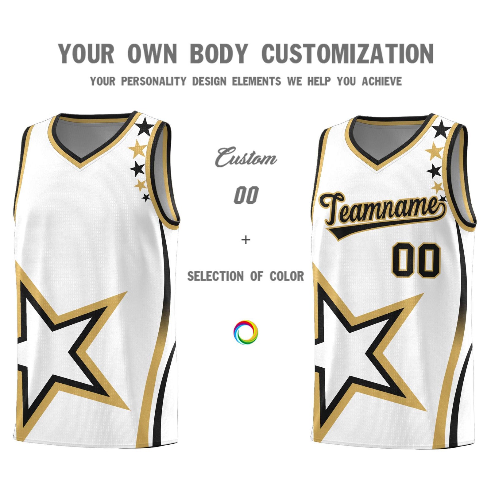 Custom White Shoulder Stars Graffiti Pattern Sets Basketball Jersey