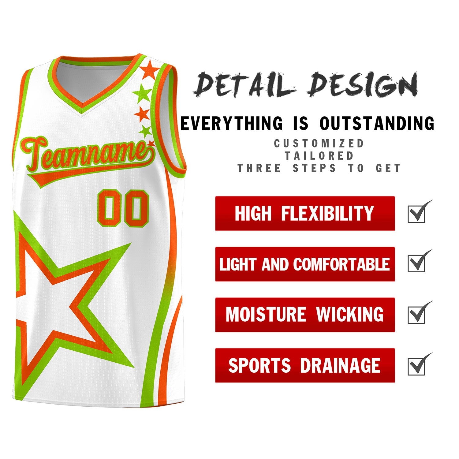 Custom White Shoulder Stars Graffiti Pattern Sets Basketball Jersey