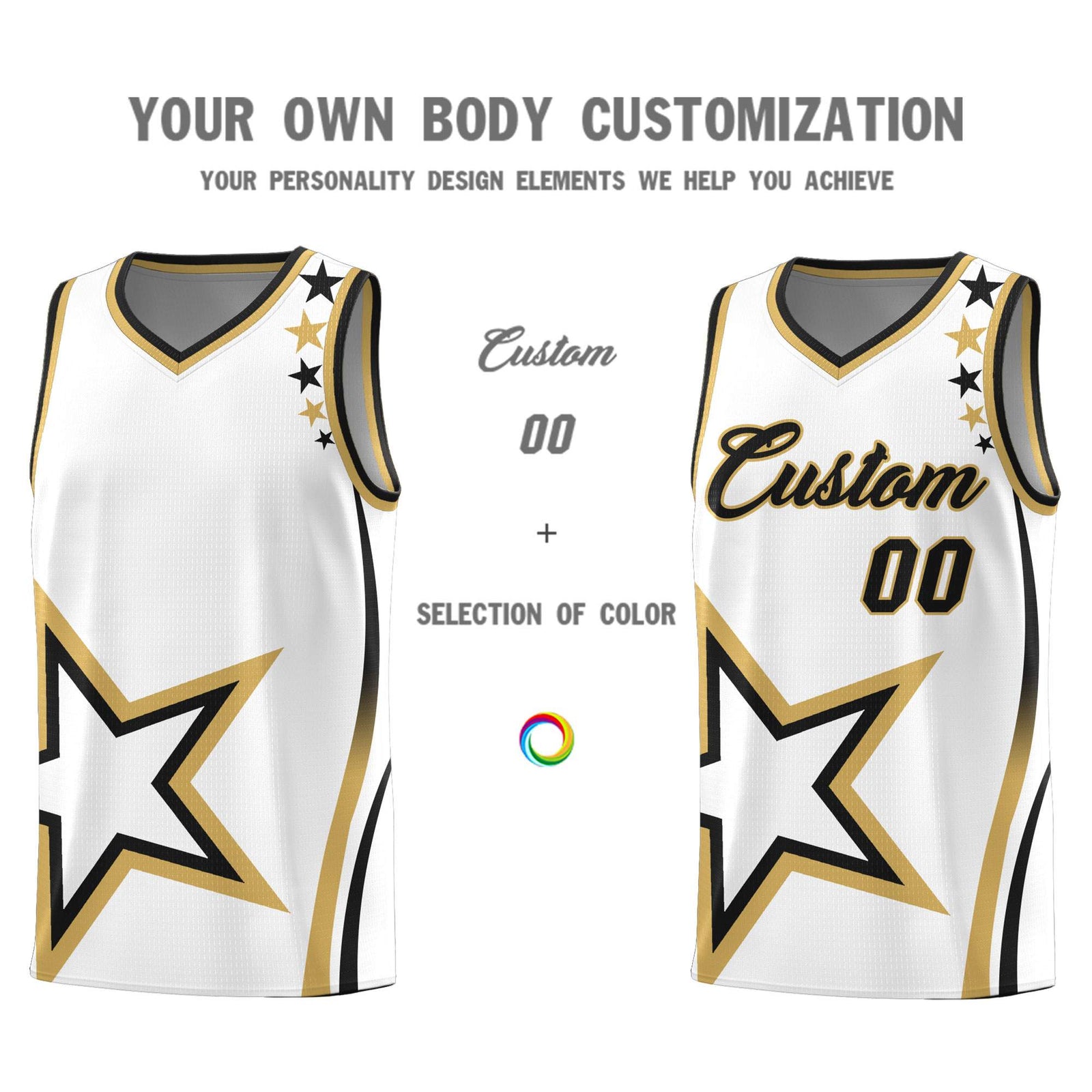 Custom White Shoulder Stars Graffiti Pattern Sets Basketball Jersey