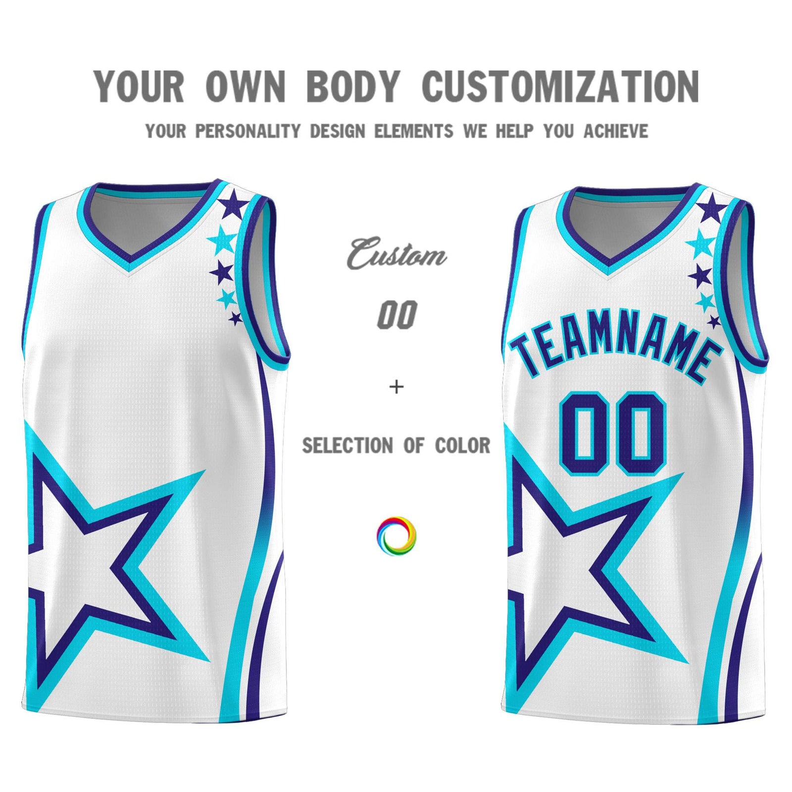 Custom White Shoulder Stars Graffiti Pattern Sets Basketball Jersey