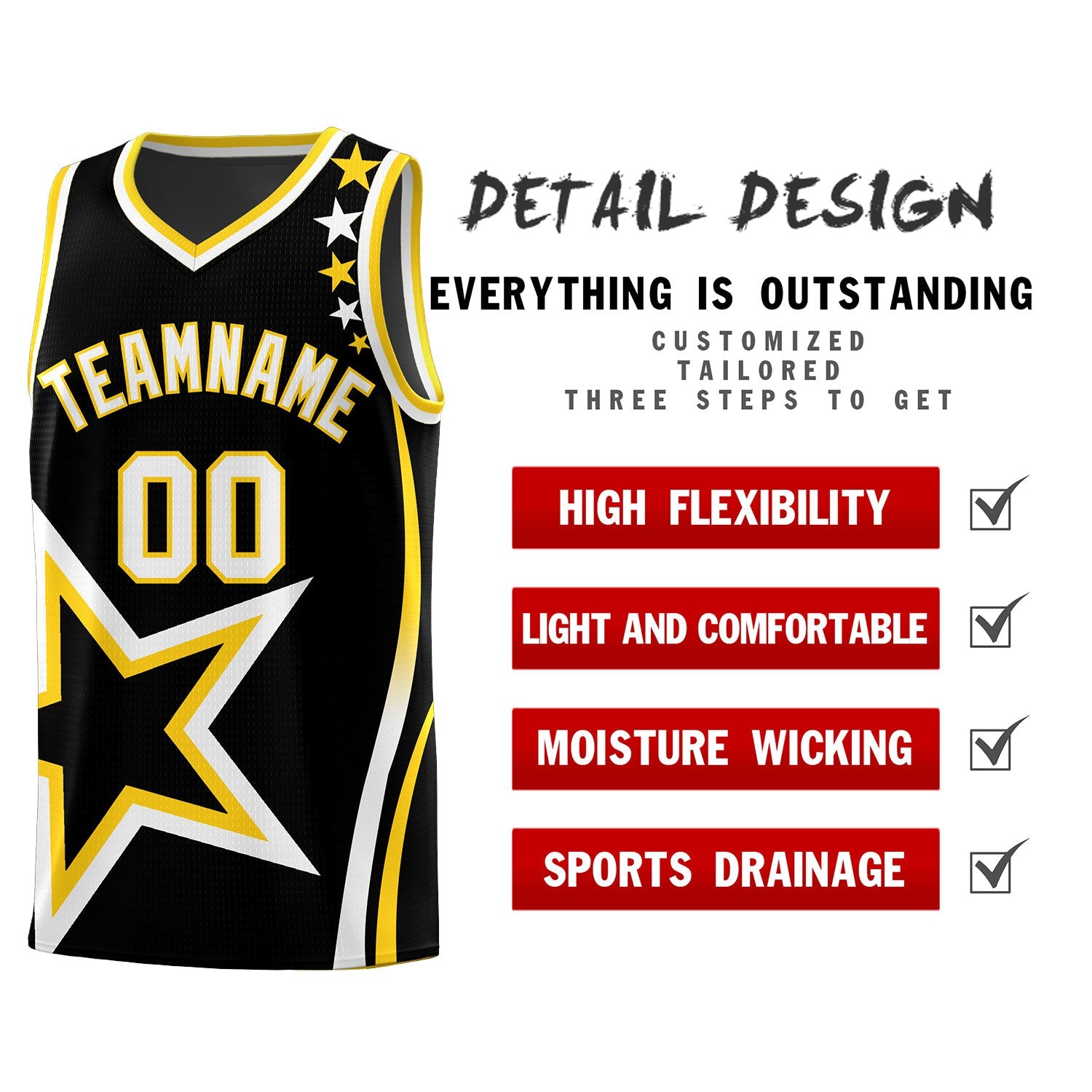 Custom Black Shoulder Stars Graffiti Pattern Sets Basketball Jersey