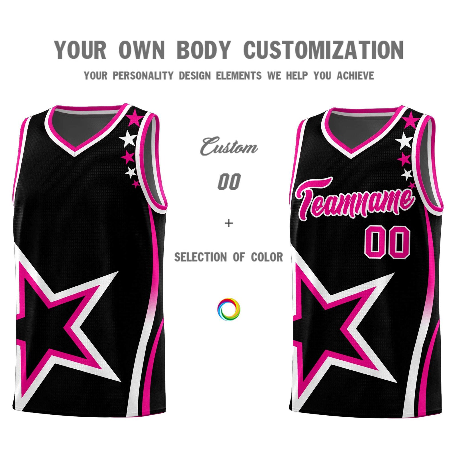 Custom Black Shoulder Stars Graffiti Pattern Sets Basketball Jersey