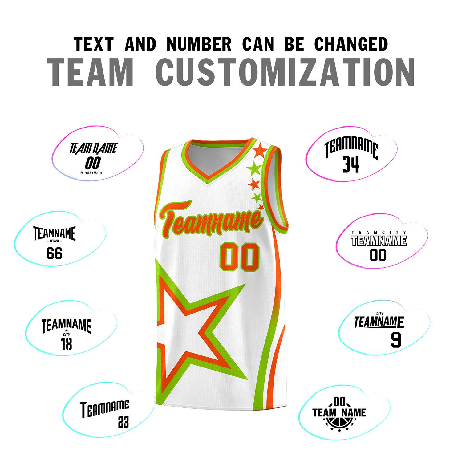 Custom White Shoulder Stars Graffiti Pattern Sets Basketball Jersey