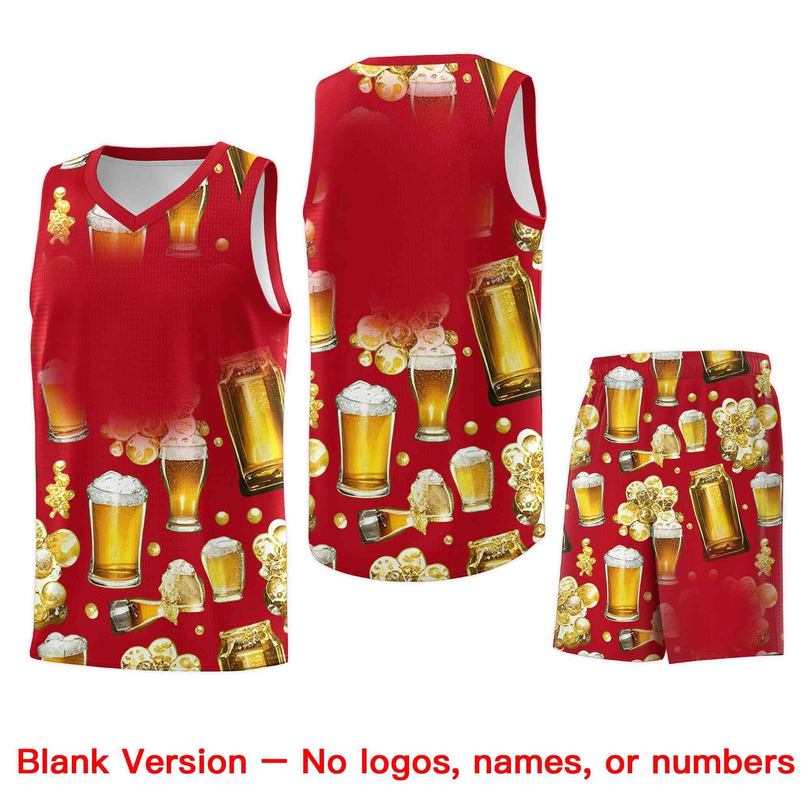 Custom Red National Beer Day Personalized Beer Bubble Basketball Jersey | Perfect for parties | Dye-sublimation printing | KXKSHOP