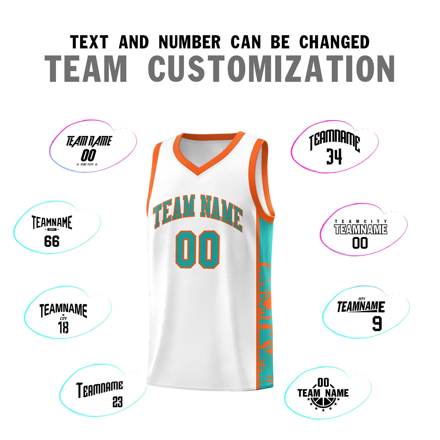 Custom White Orange Side Gradient Pattern Basketball Kits