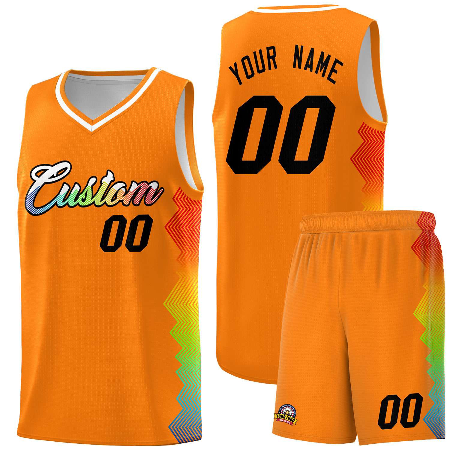 Custom Texas Orange Denver Nuggets Rainbow Side Sports Uniform Basketball Jersey