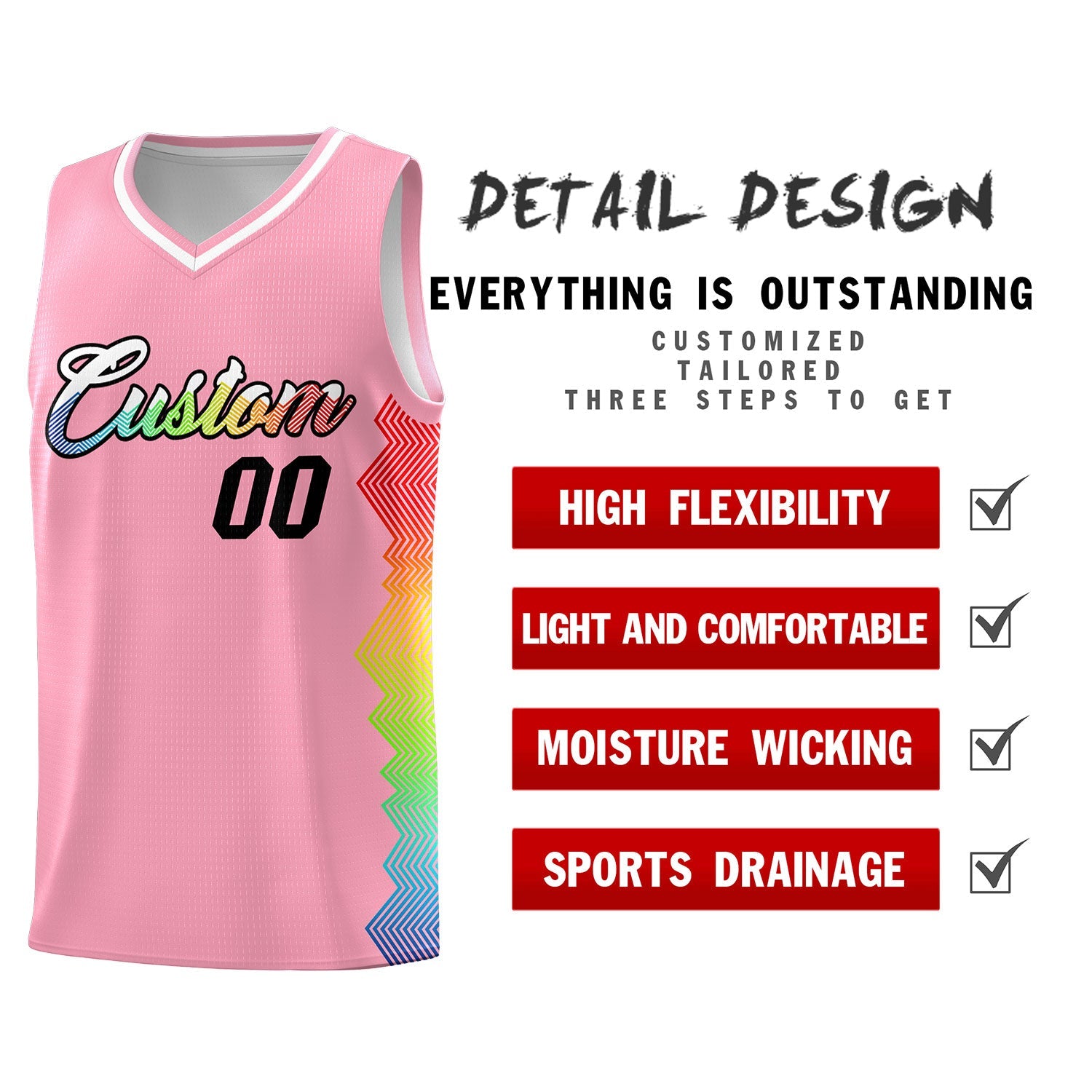 Custom Orange Denver Nuggets Rainbow Side Sports Uniform Basketball Jersey