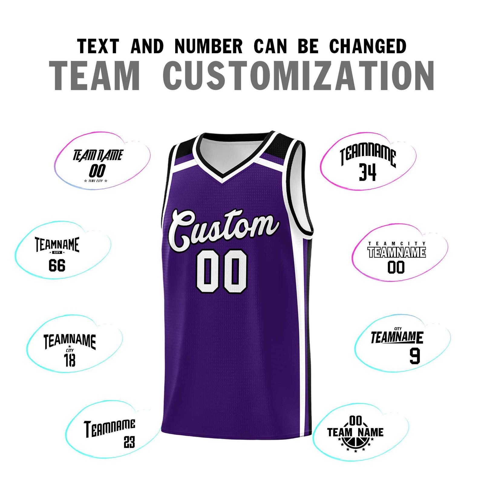 Custom Purple White Black Trendy Color Charge Series Sports Uniform Basketball Jersey| KXKSHOP
