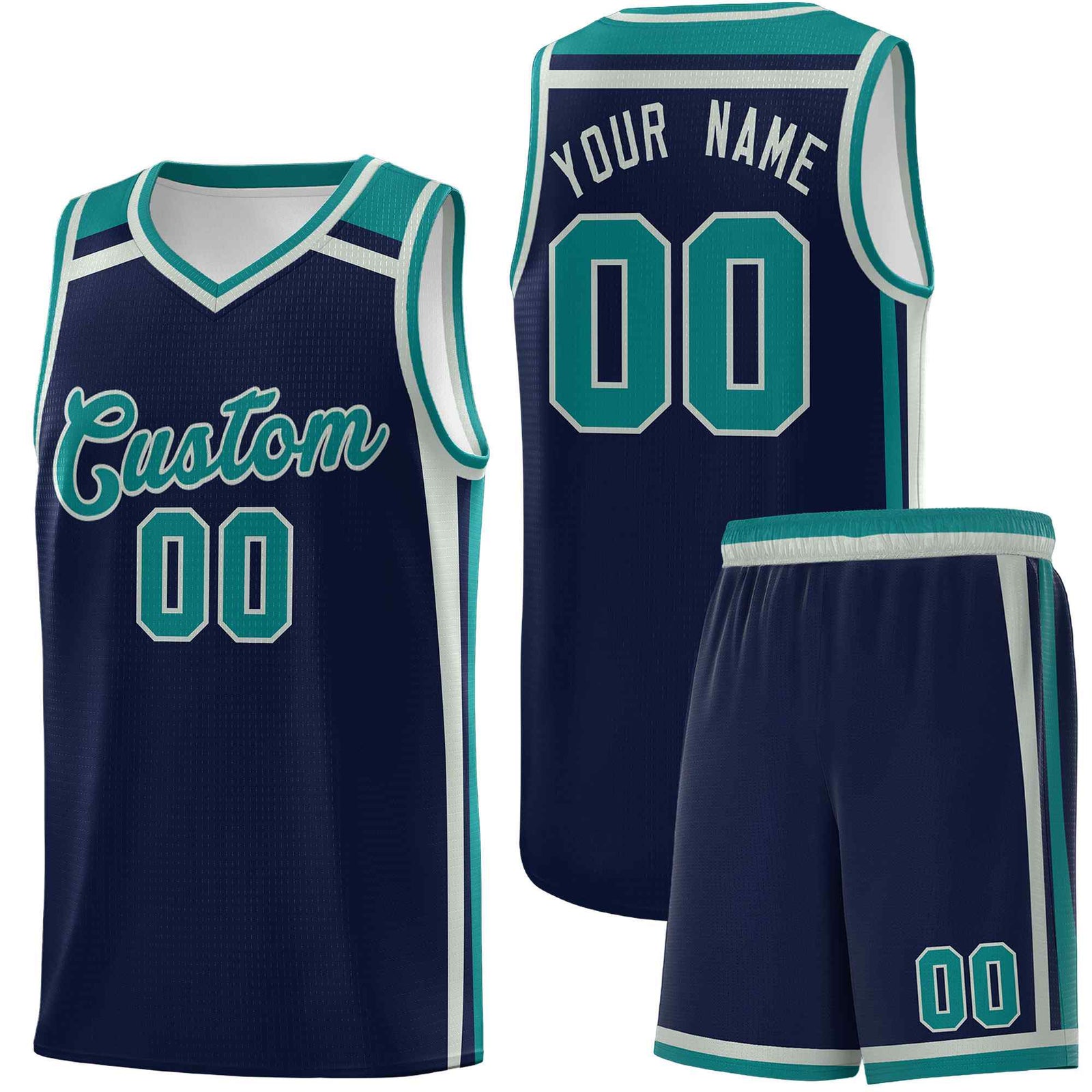 Custom Navy Gray Teal Trendy Color Charge Series Sports Uniform Basketball Jersey