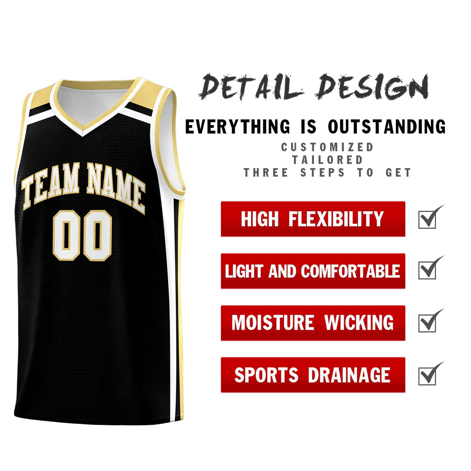 Custom Black Khaki White Trendy Color Charge Series Sports Uniform Basketball Jersey