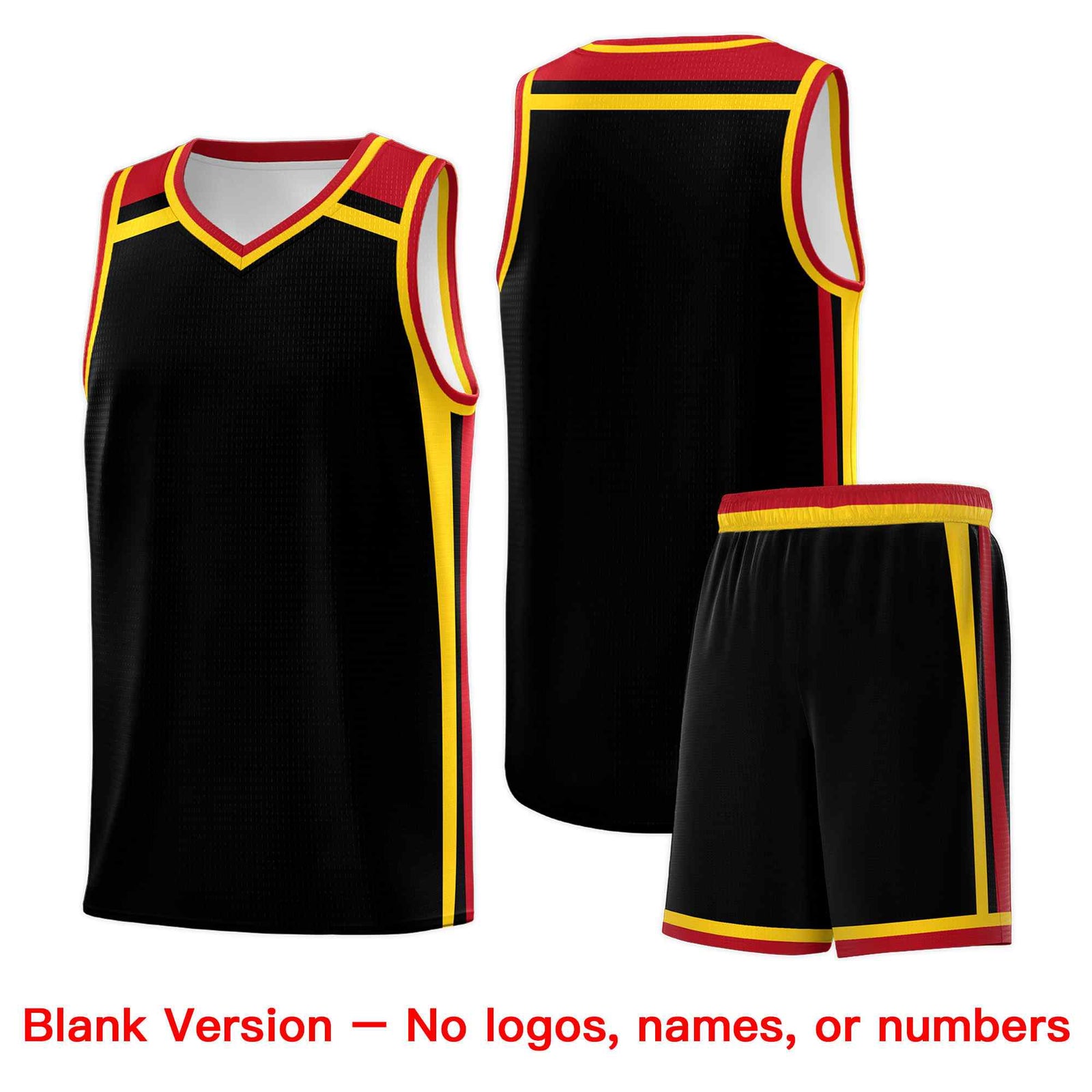 Custom Black Gold Red Trendy Color Charge Series Sports Uniform Basketball Jersey