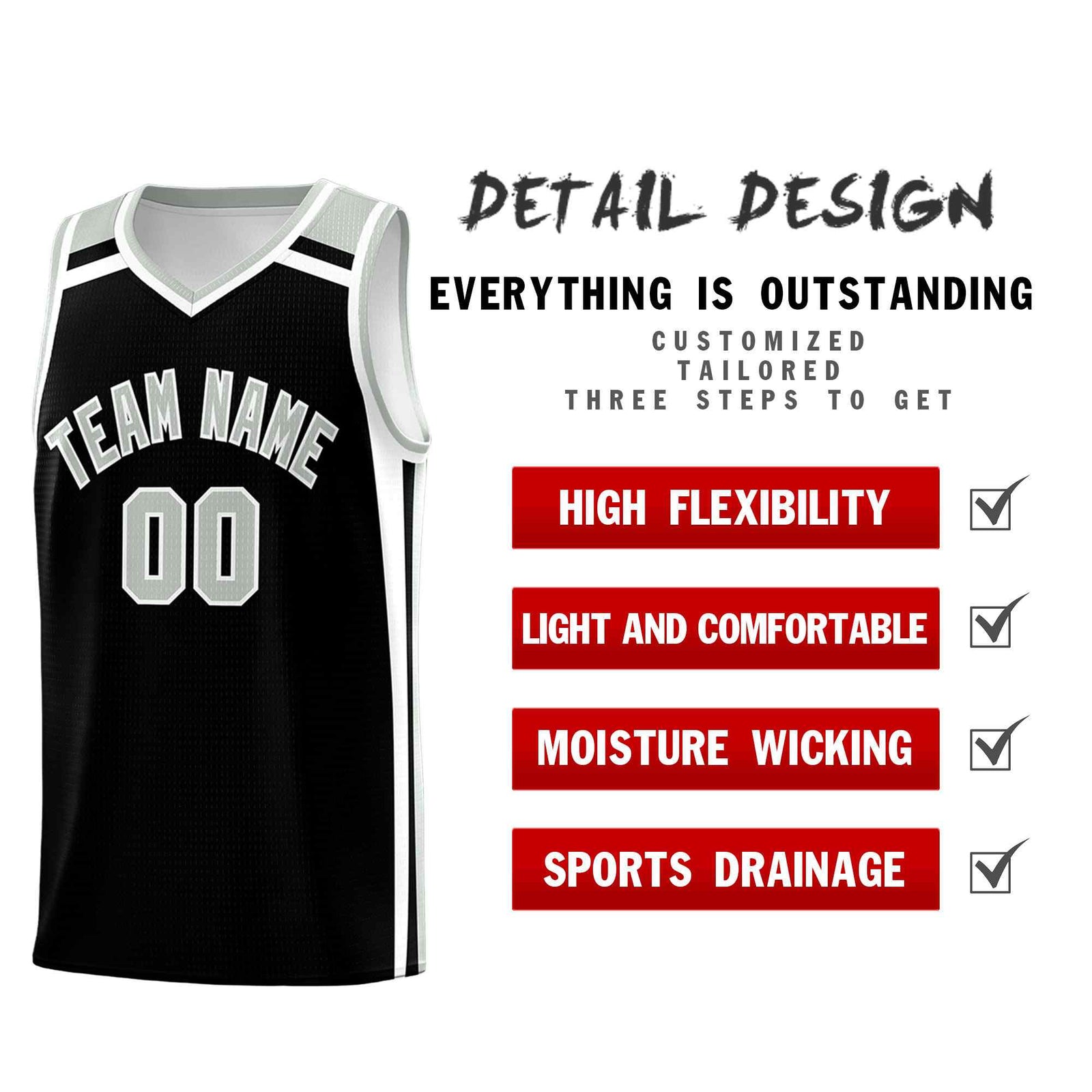 Custom Red Gray White Trendy Color Charge Series Sports Uniform Basketball Jersey