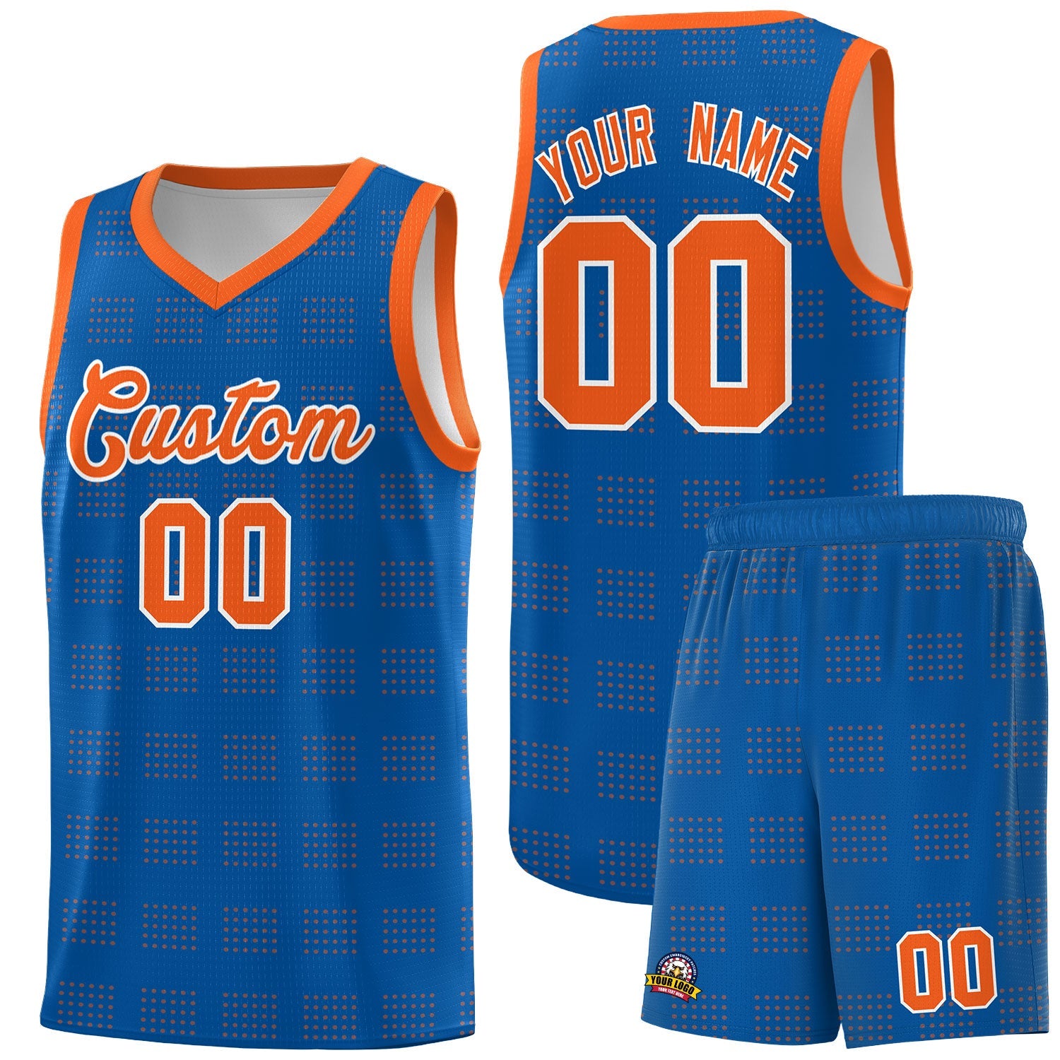 Custom Royal Orange Trailblazer Dot Pattern Sports Uniform Basketball Jersey