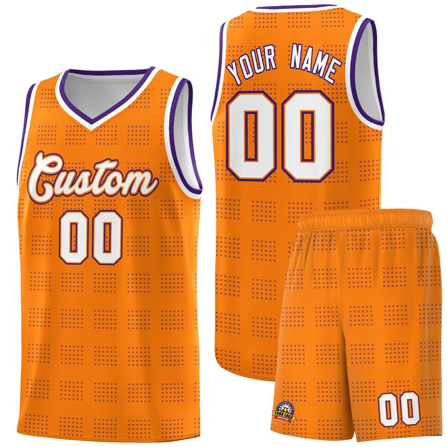 Custom Orange Purple Trailblazer Dot Pattern Sports Uniform Basketball Jersey