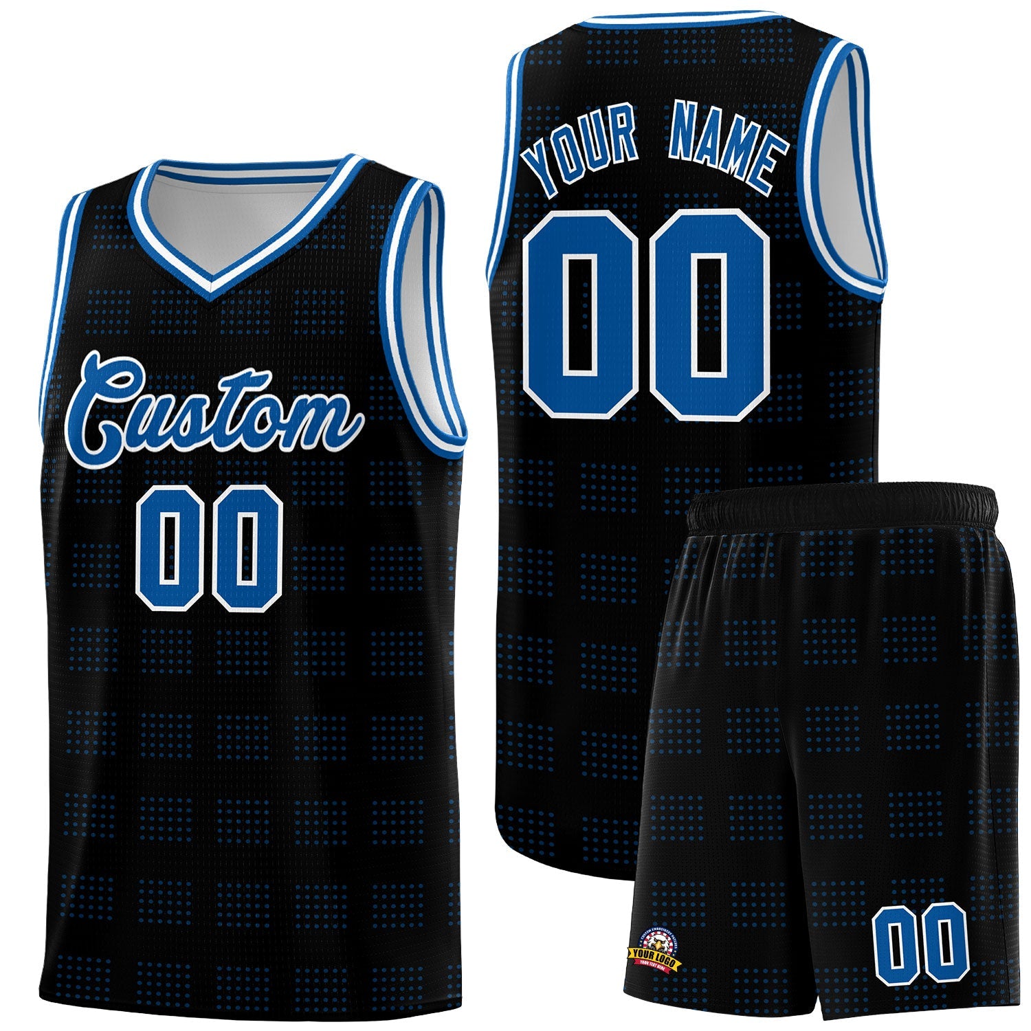 Custom Black Royal Trailblazer Dot Pattern Sports Uniform Basketball Jersey