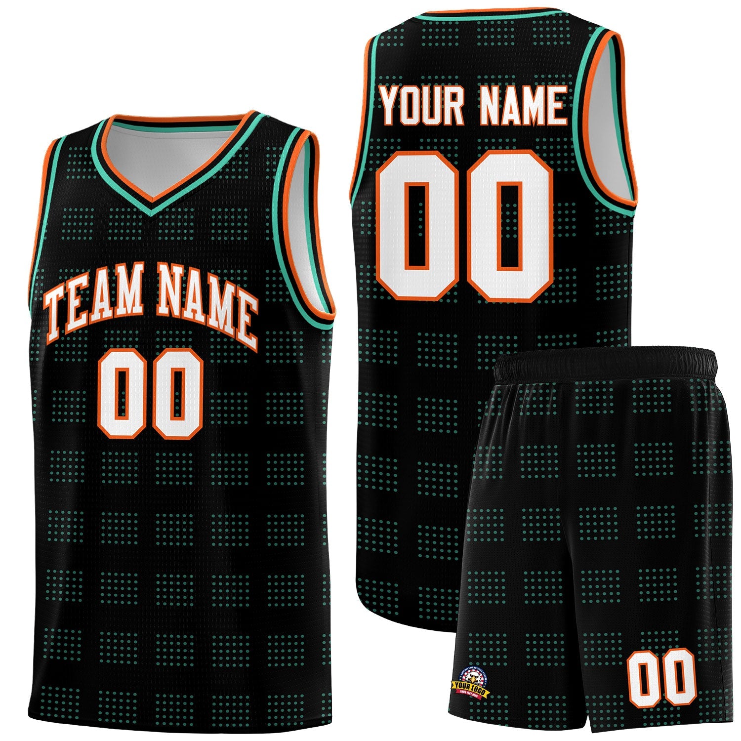 Custom Black Bright Green Trailblazer Dot Pattern Sports Uniform Basketball Jersey