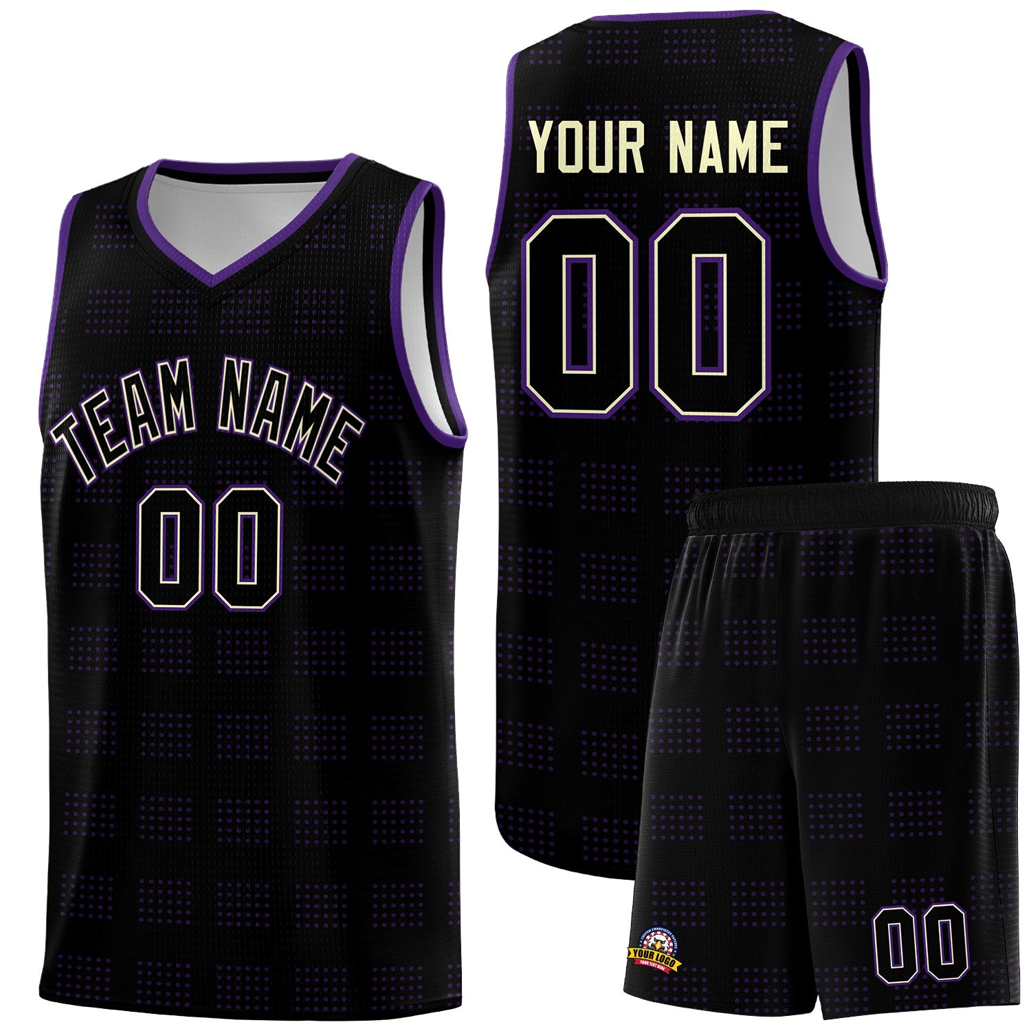 Custom Black Purple Trailblazer Dot Pattern Sports Uniform Basketball Jersey