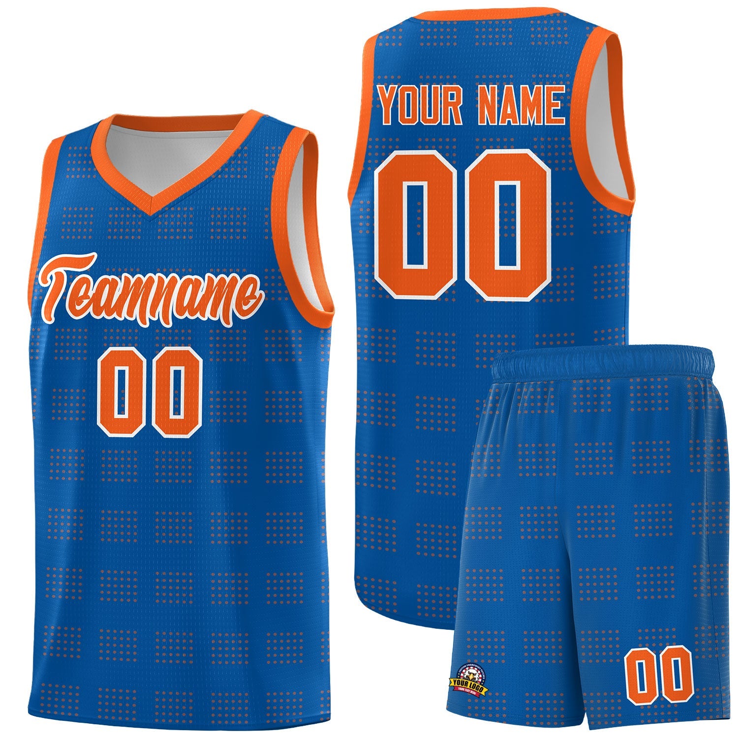 Custom Royal Orange Trailblazer Dot Pattern Sports Uniform Basketball Jersey