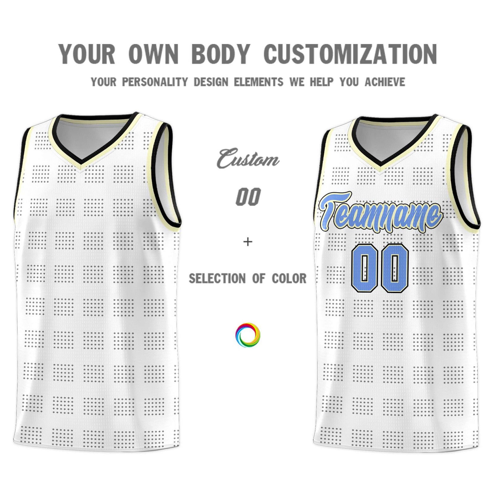 Custom White Black Trailblazer Dot Pattern Sports Uniform Basketball Jersey