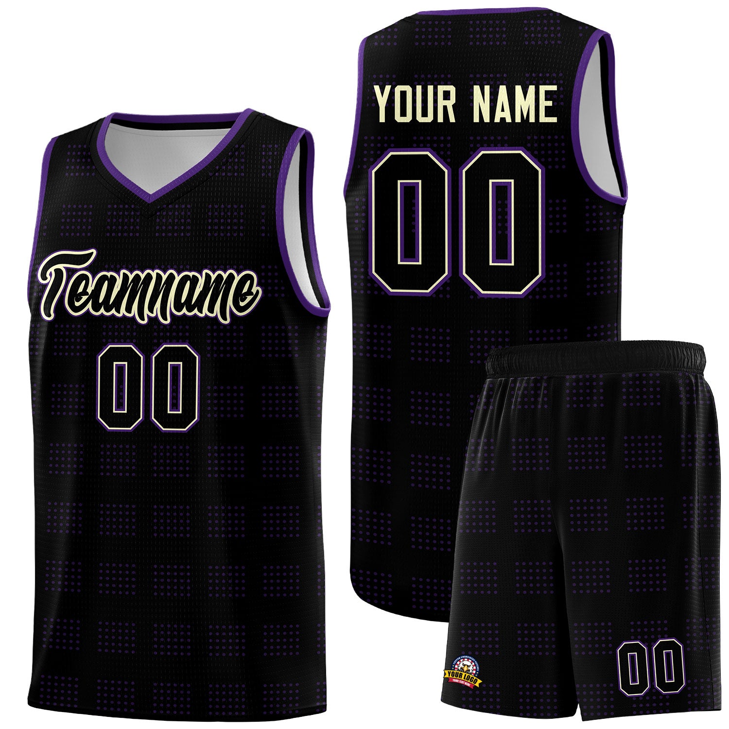 Custom Black Purple Trailblazer Dot Pattern Sports Uniform Basketball Jersey