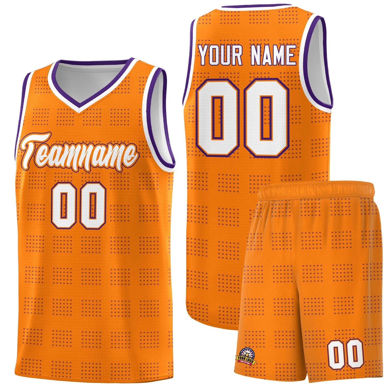 Custom Orange Purple Trailblazer Dot Pattern Sports Uniform Basketball Jersey