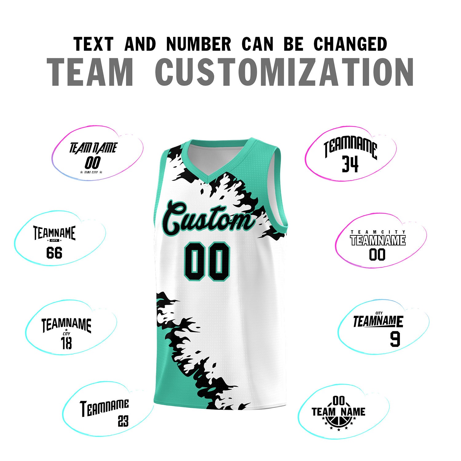 Custom White Black-Bright Green Sparkle Print Pattern Basketball Kits
