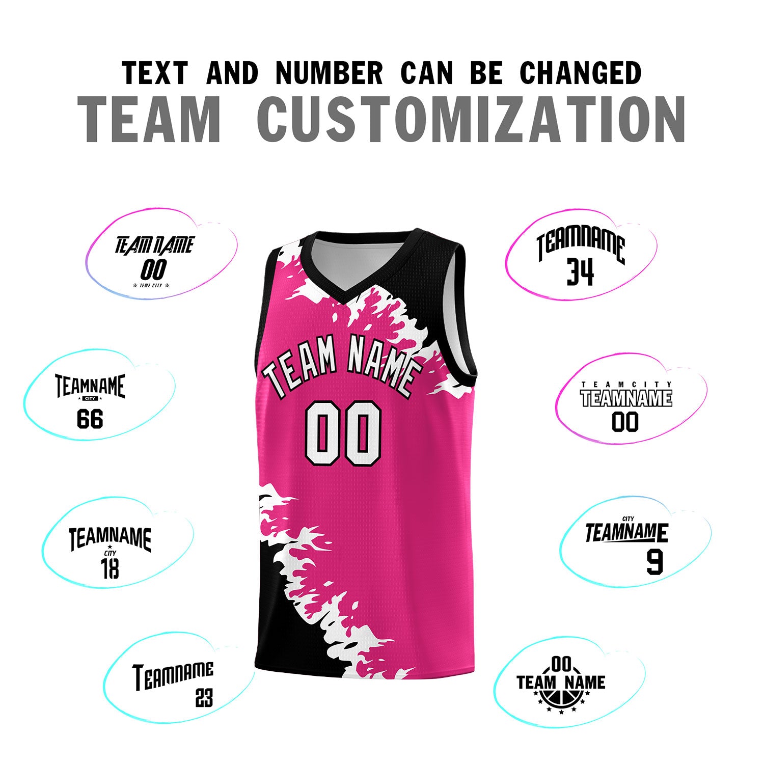 Custom Rose Red Black-White Sparkle Print Pattern Basketball Kits