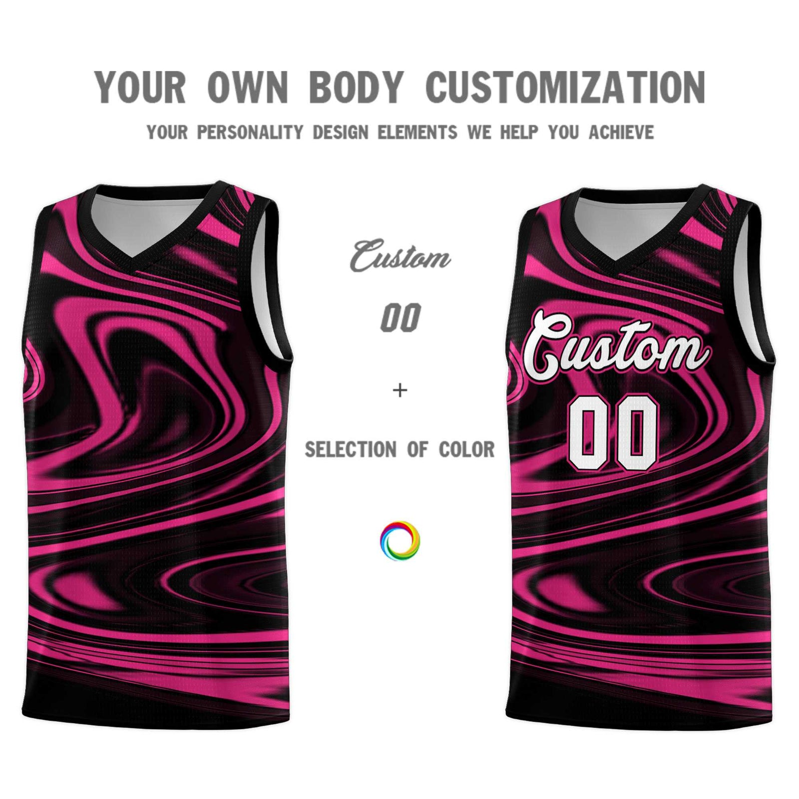 Custom Black Pink Graffiti Pattern Fluids Style Sports Uniform Basketball Jersey Sets