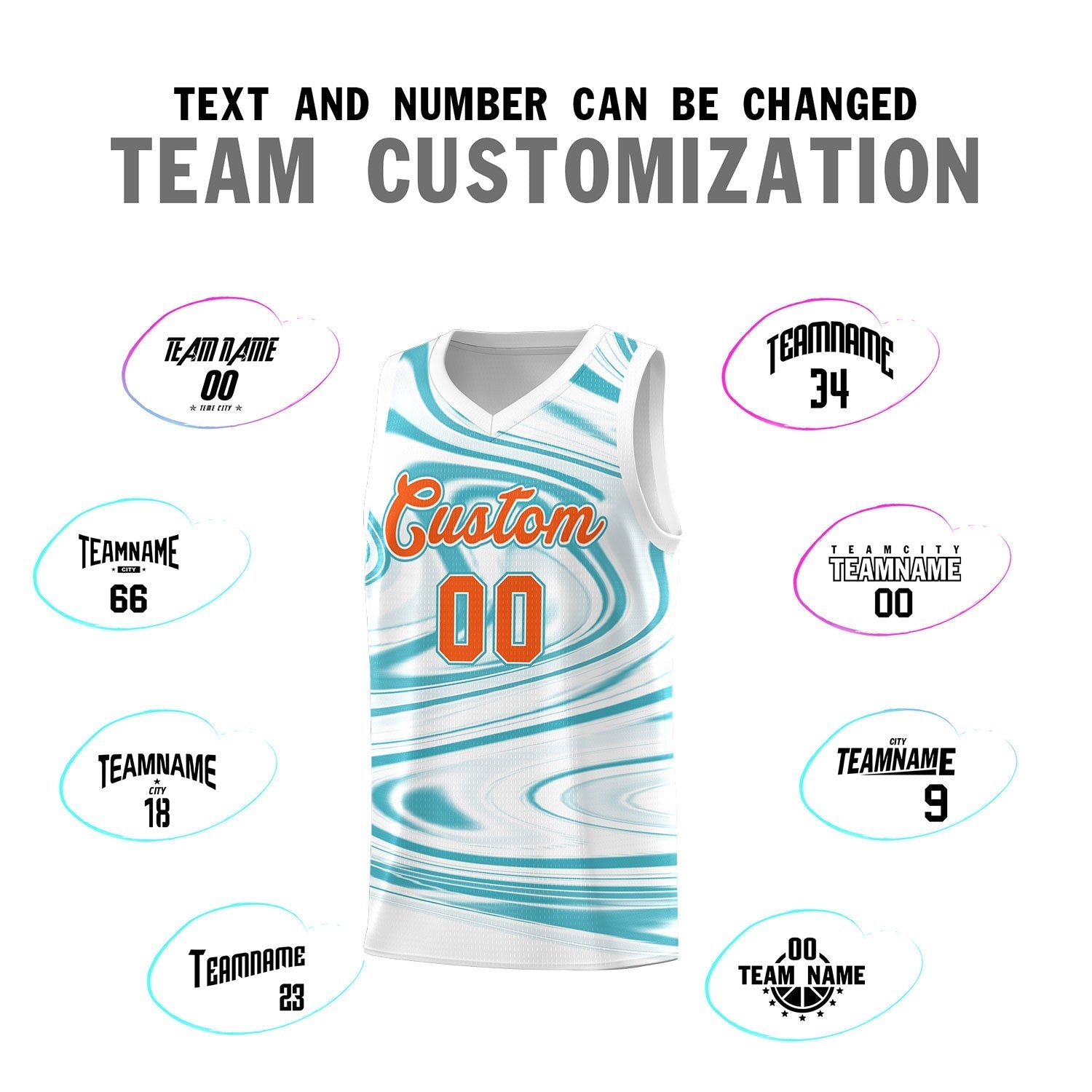 Custom White Aqua Graffiti Pattern Fluids Style Sports Uniform Basketball Jersey Sets