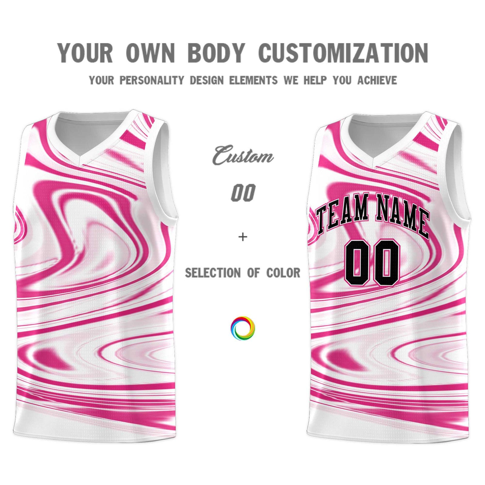 Custom White Pink Graffiti Pattern Fluids Style Sports Uniform Basketball Jersey Sets