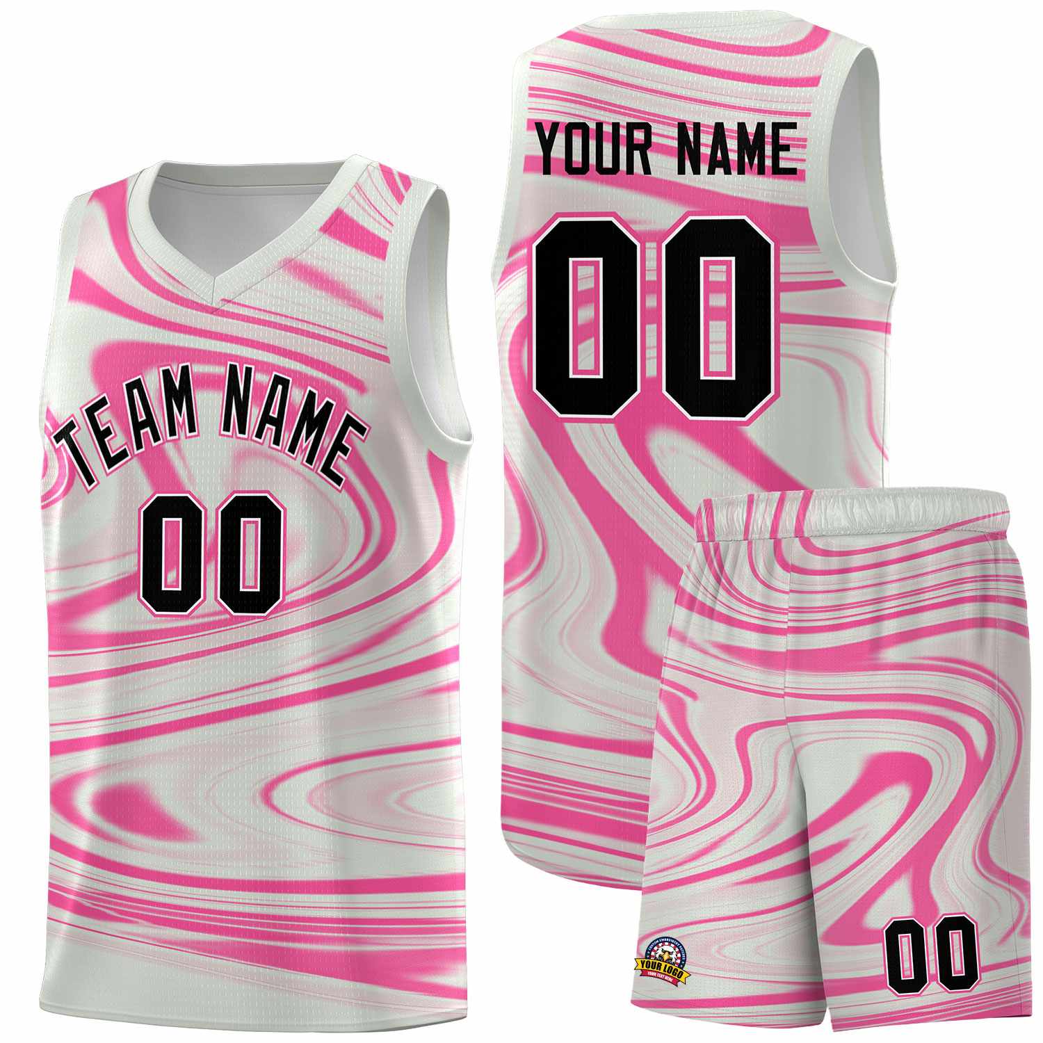 Custom Gray Pink Graffiti Pattern Fluids Style Sports Uniform Basketball Jersey Sets