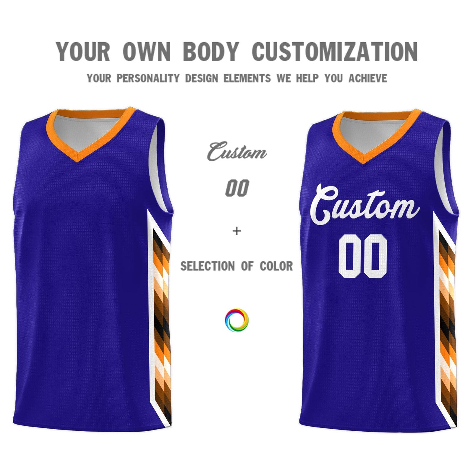 Custom Royal Mosaic Gradient Fashion Sports Uniform Basketball Jersey