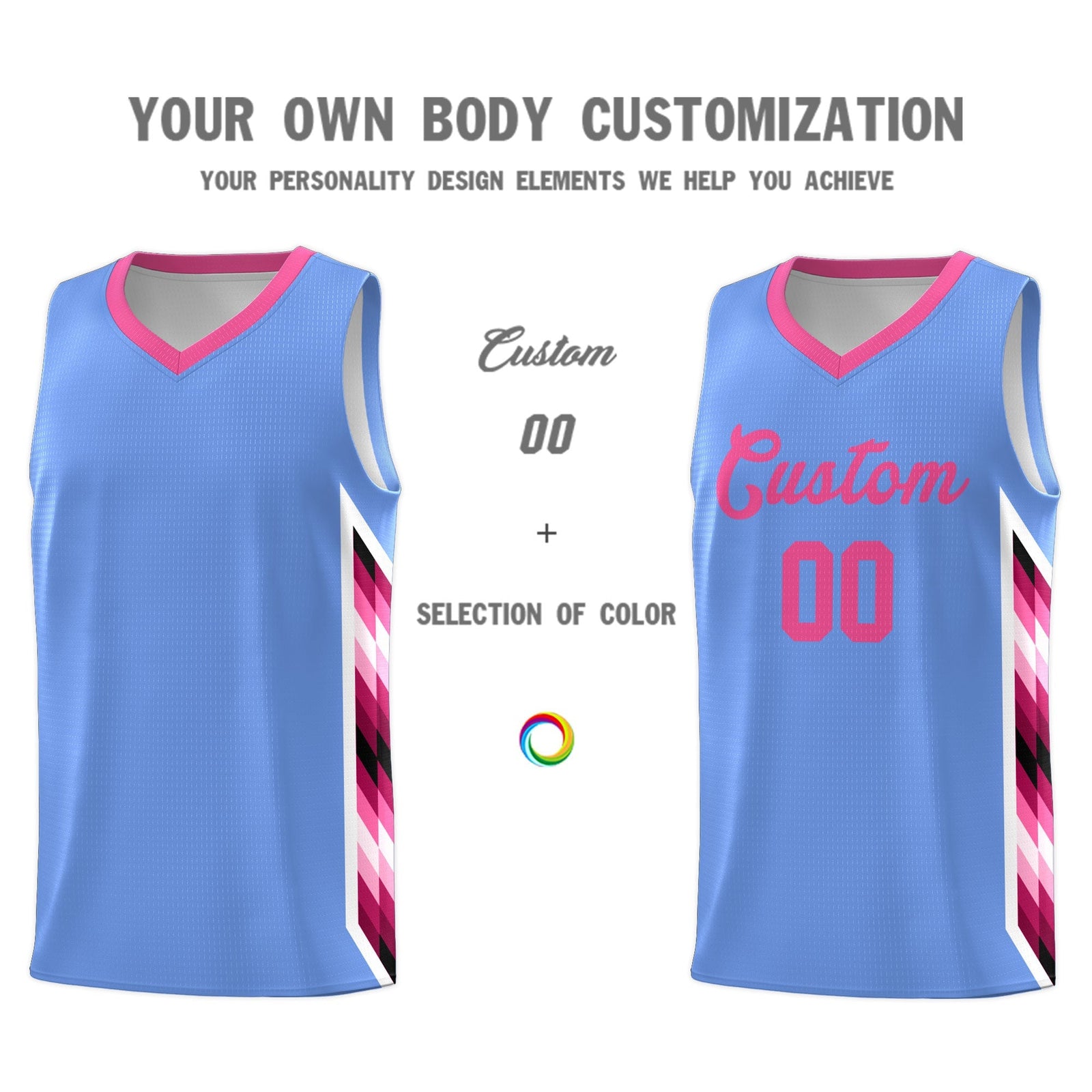 Custom Light Blue Mosaic Gradient Fashion Sports Uniform Basketball Jersey