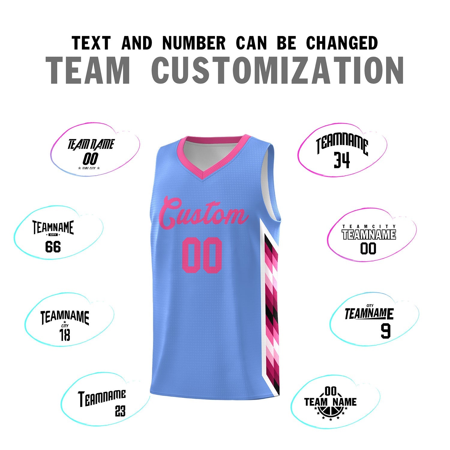 Custom Light Blue Mosaic Gradient Fashion Sports Uniform Basketball Jersey