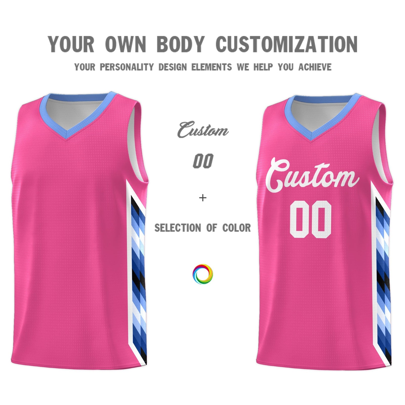 Custom Pink Mosaic Gradient Fashion Sports Uniform Basketball Jersey