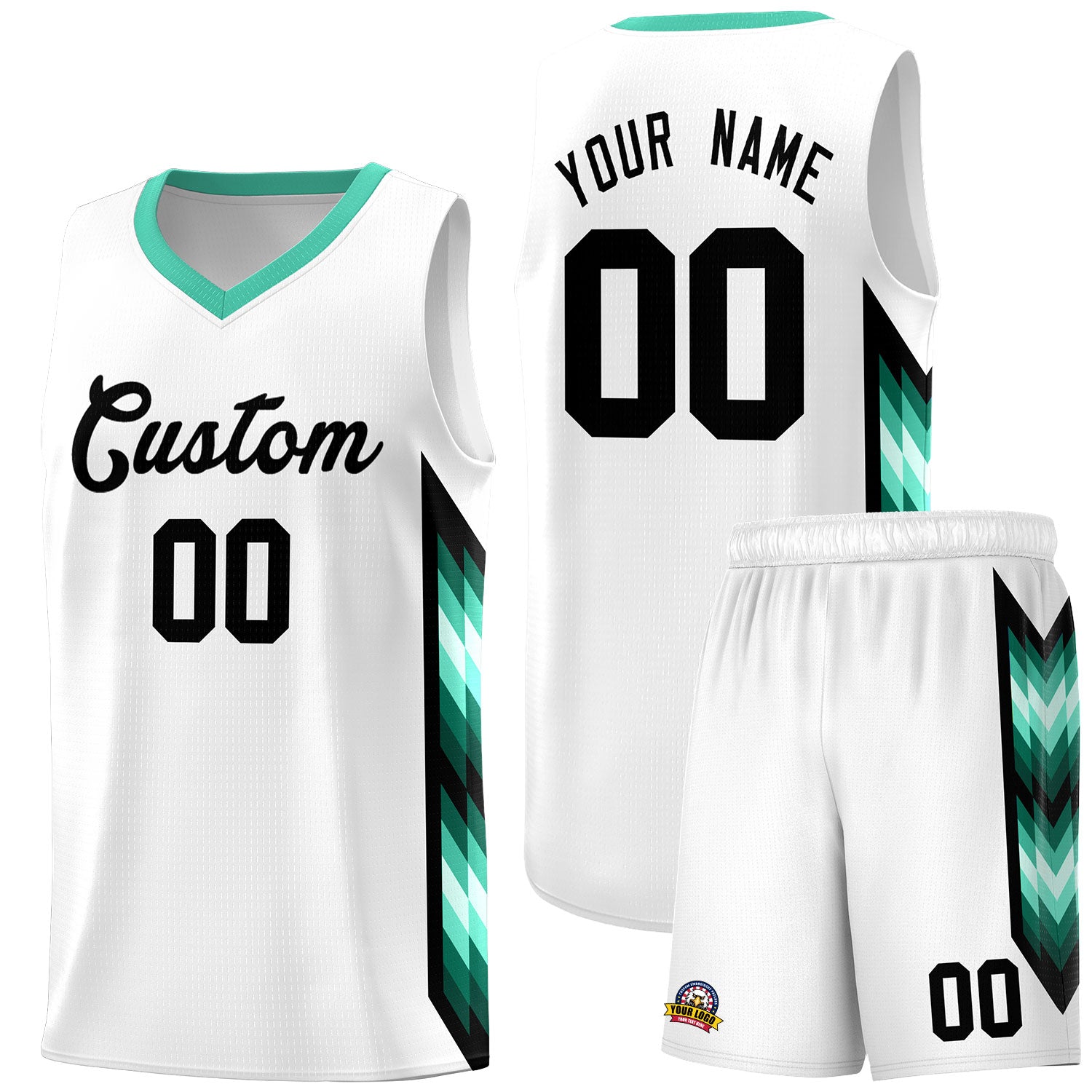 Custom White Mosaic Gradient Fashion Sports Uniform Basketball Jersey