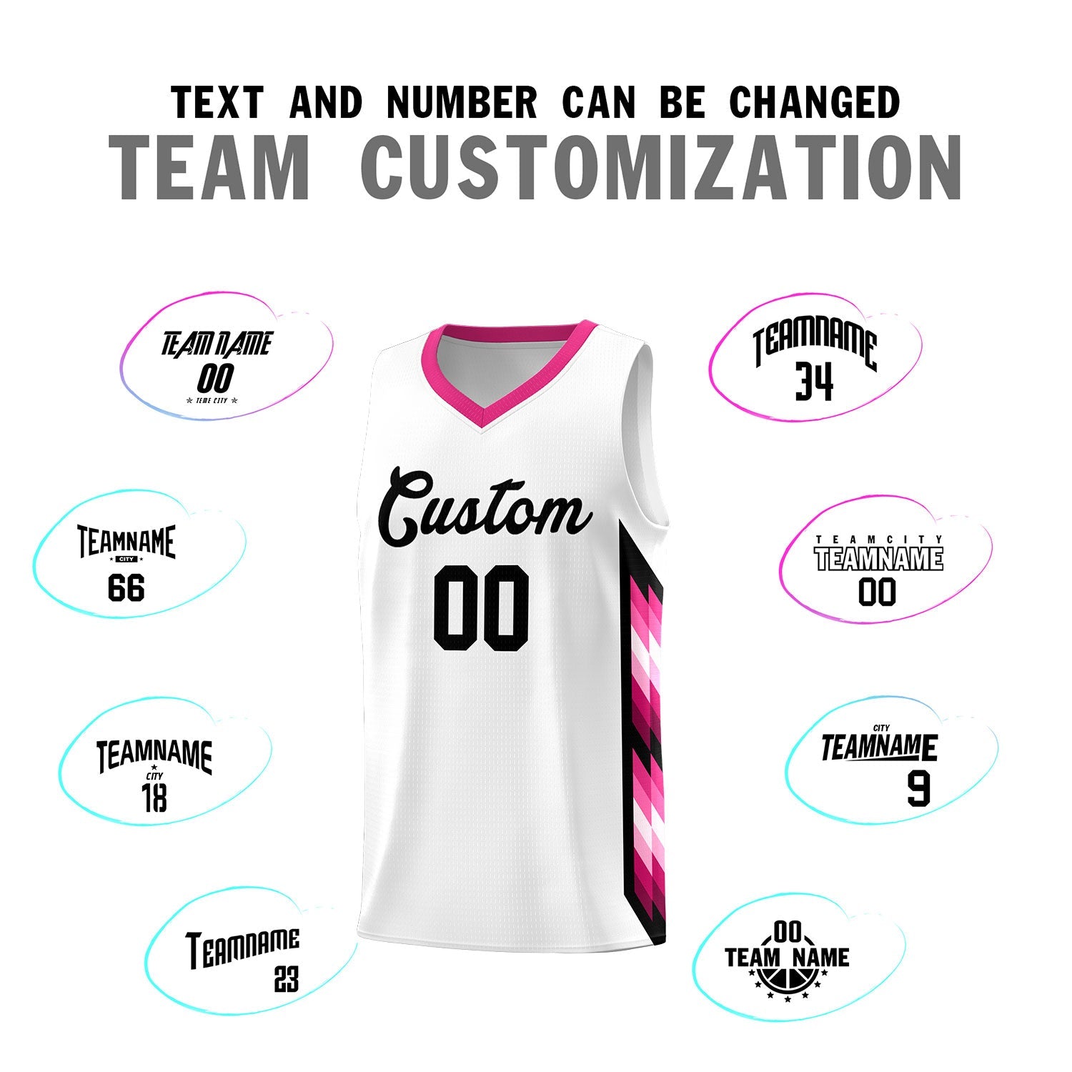 Custom White Mosaic Gradient Fashion Sports Uniform Basketball Jersey