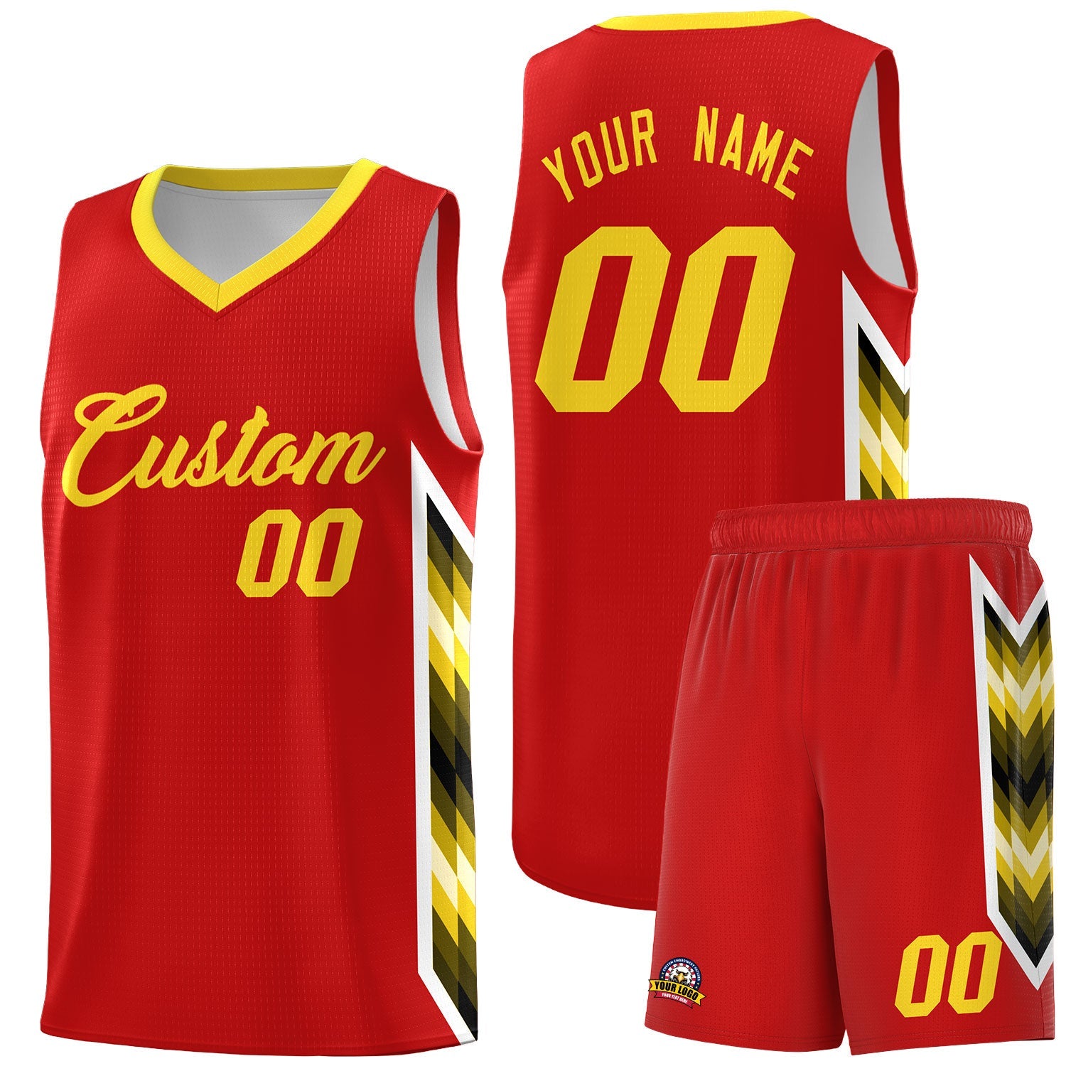 Custom Red Mosaic Gradient Fashion Sports Uniform Basketball Jersey
