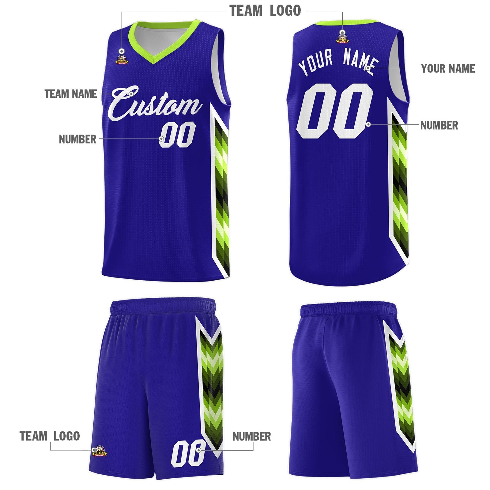 Custom Royal Mosaic Gradient Fashion Sports Uniform Basketball Jersey